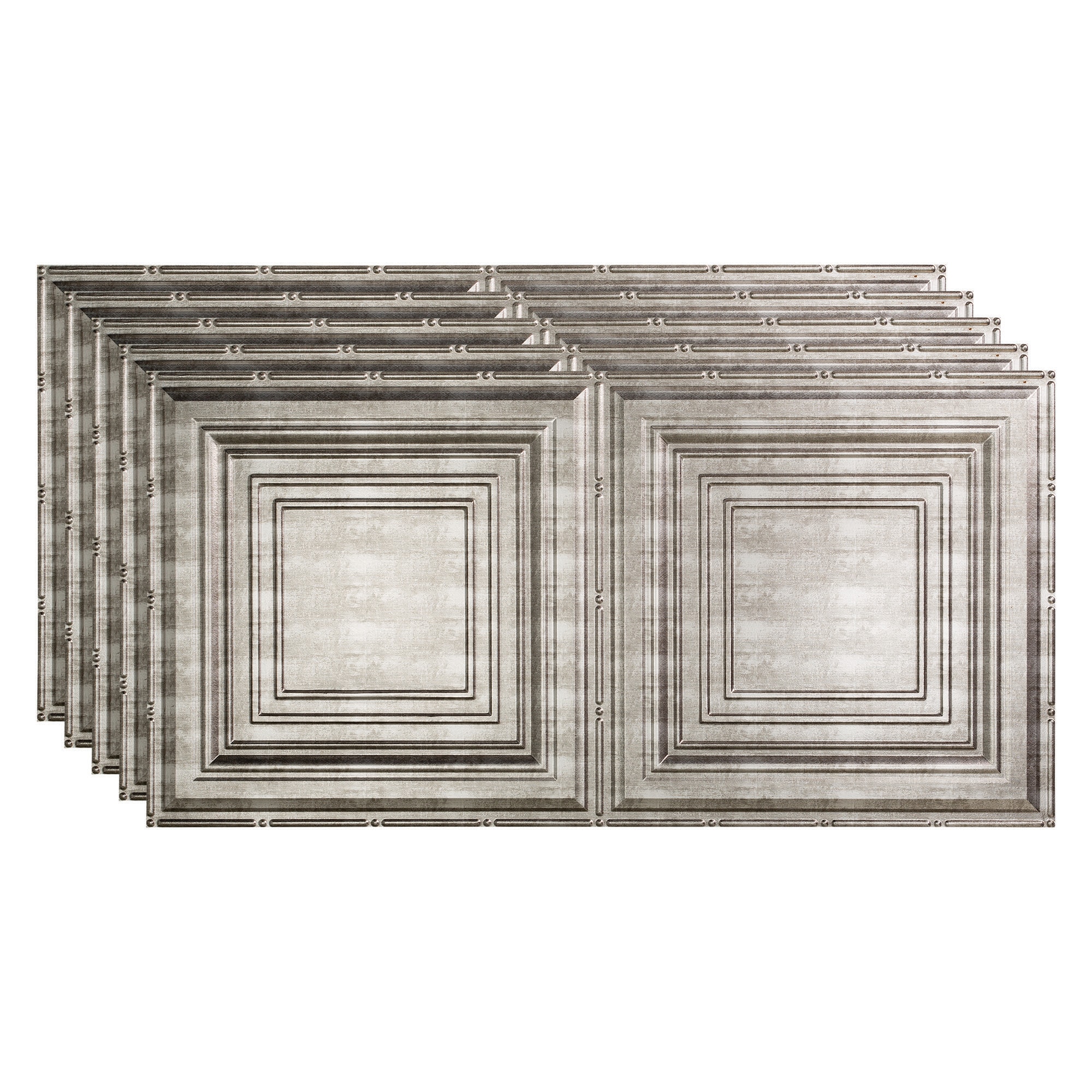 Fasade PG5221 4-ft x 2-ft Traditional 3 Crosshatch Silver PVC Surface-mount Ceiling Tile ( 5 -Pack, 40-Sq. Feet / Case )