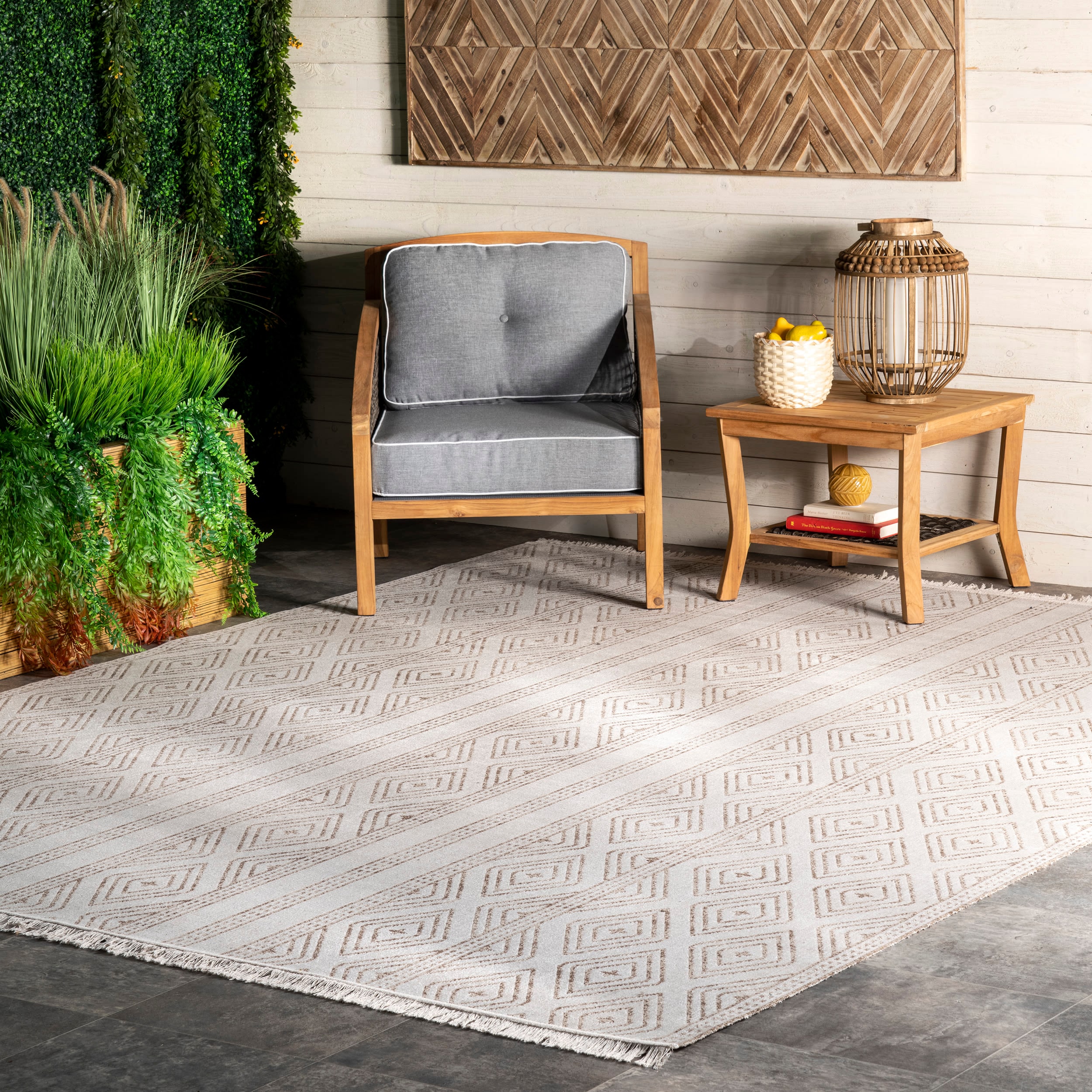 nuLOOM BDSI03B-305 Miriam 3 x 5 (ft) Loomed Polypropylene Beige Rectangular Indoor/Outdoor Stripe Area rug
