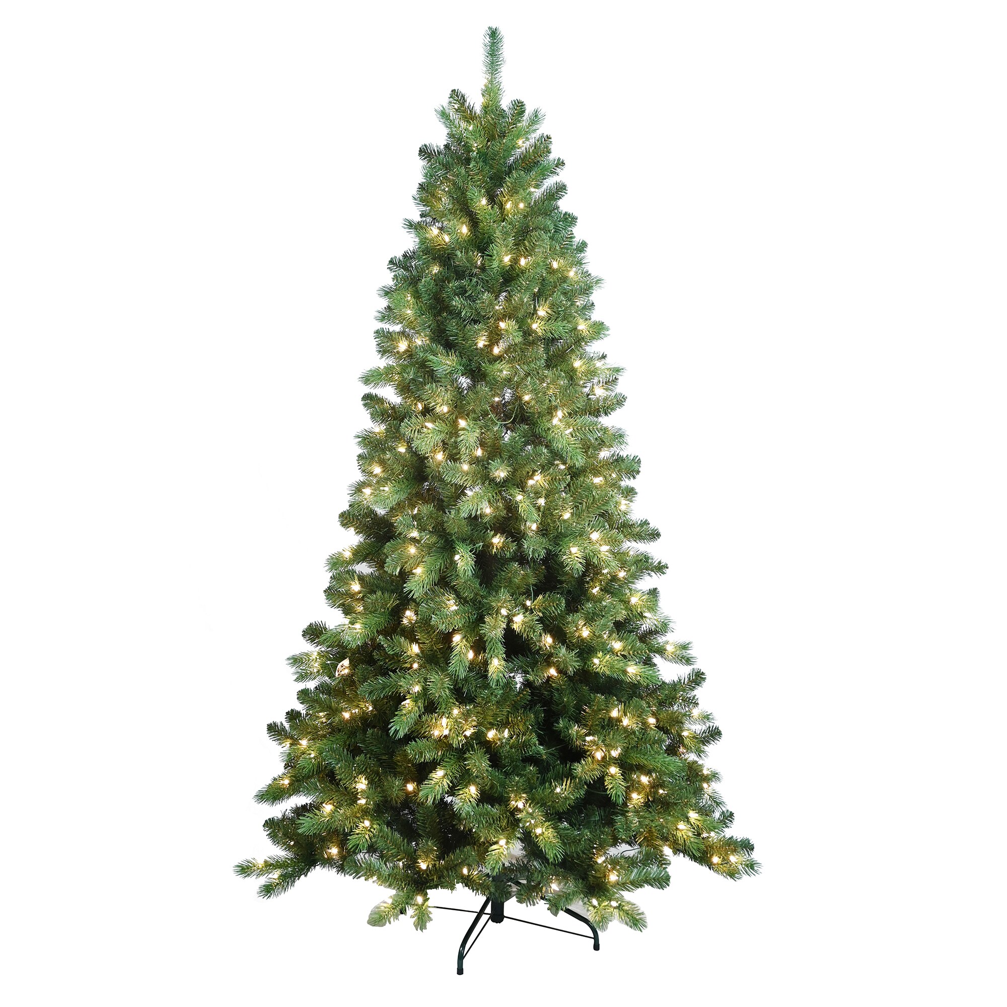 WELLFOR Remote Control Tree 7.5-ft Pre-lit Flocked Artificial Christmas Tree  with LED Lights in the Artificial Christmas Trees department at