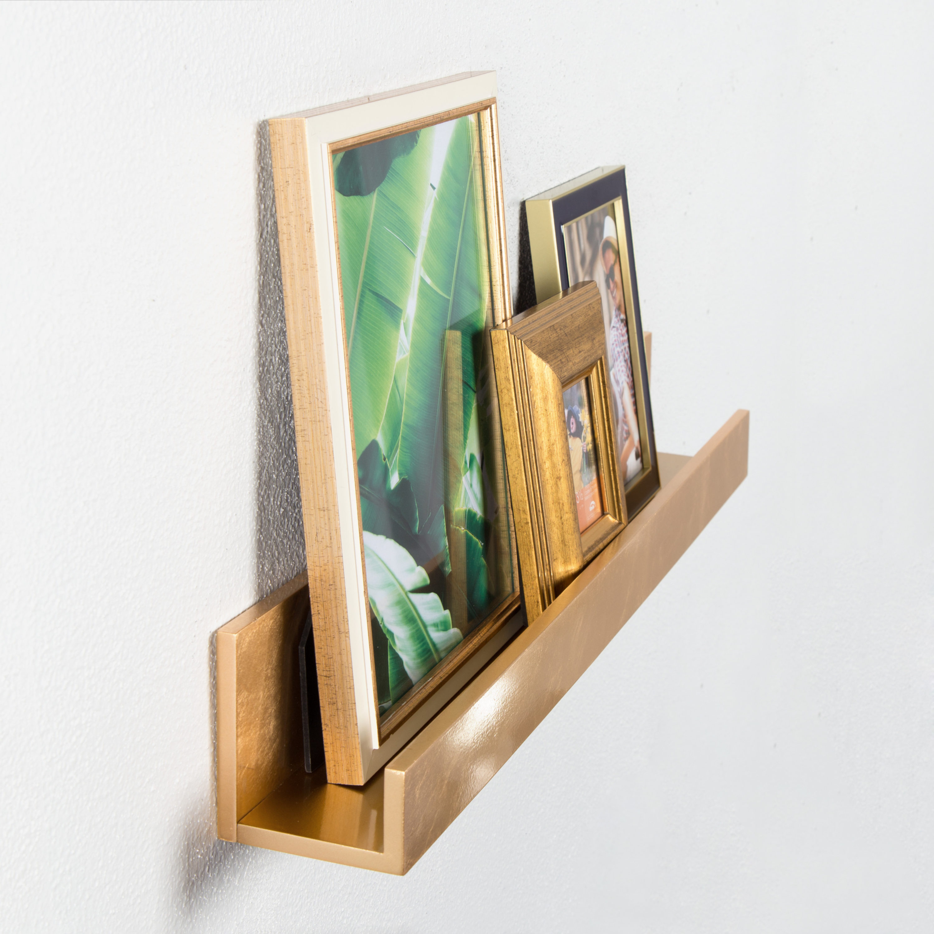 Gold 24-Inch Wood Floating Wall Shelves, 2-Pack