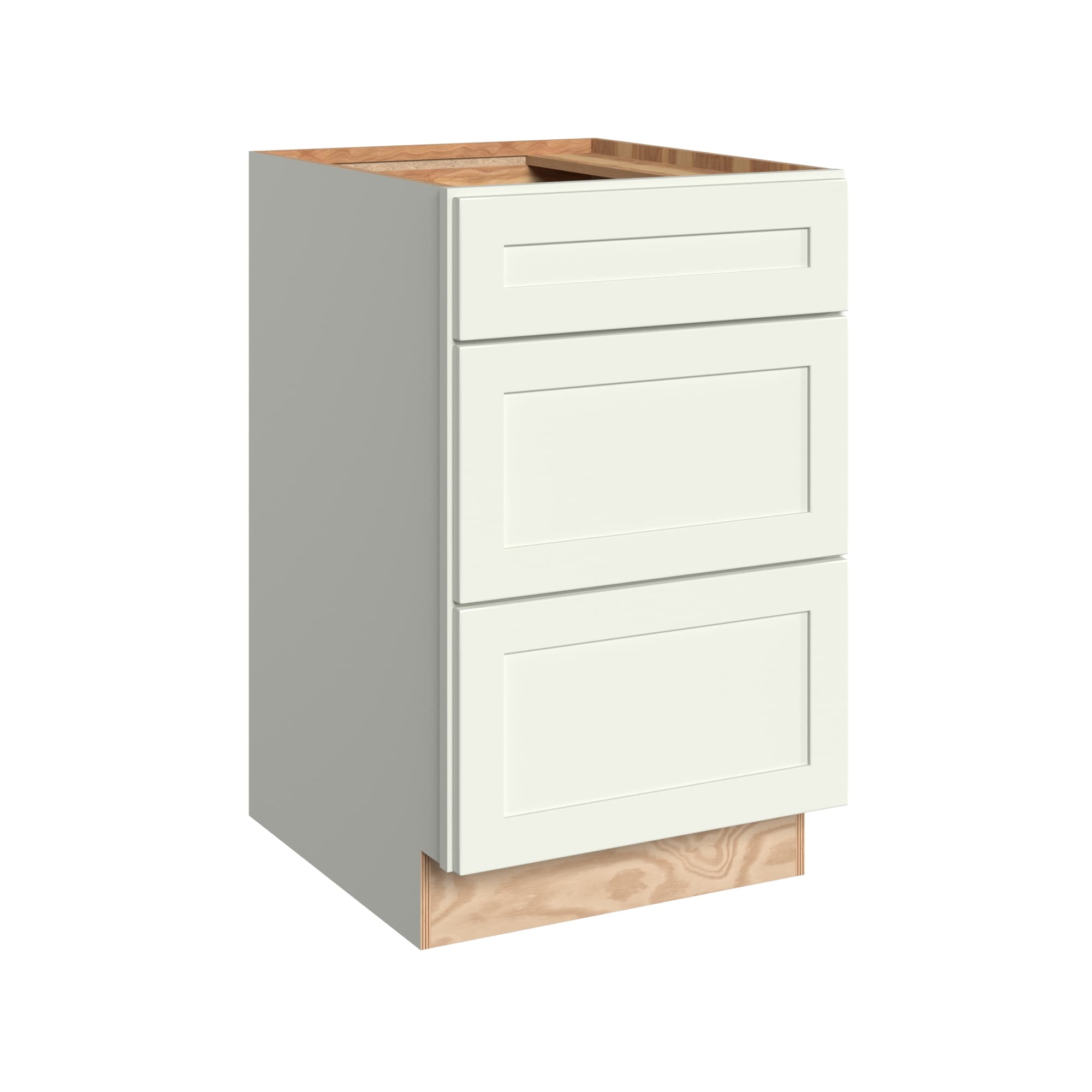 KraftMaid Momentum BD21.3G71 Deveron 21-in W x 34.5-in H x 24-in D Dove White 3 -Drawers Drawer Base Fully assembled Plywood Cabinet (Recessed Panel Shaker)