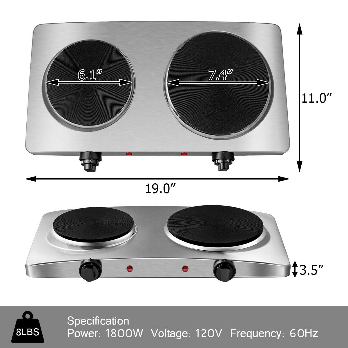 Double Hot Plate for Cooking, Moclever Electric Double Burner