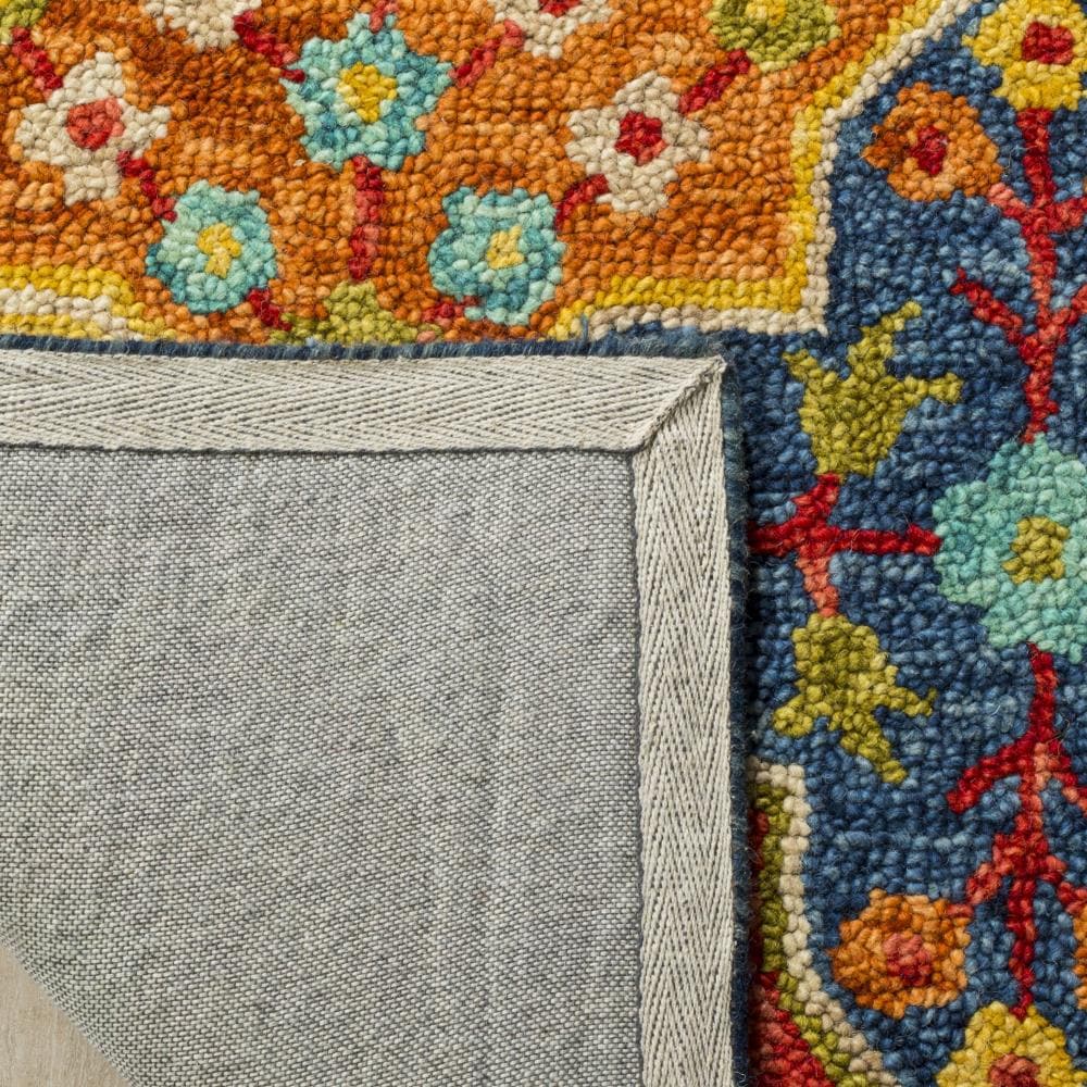 Aspen Blue and Orange Handmade Wool Area Rug