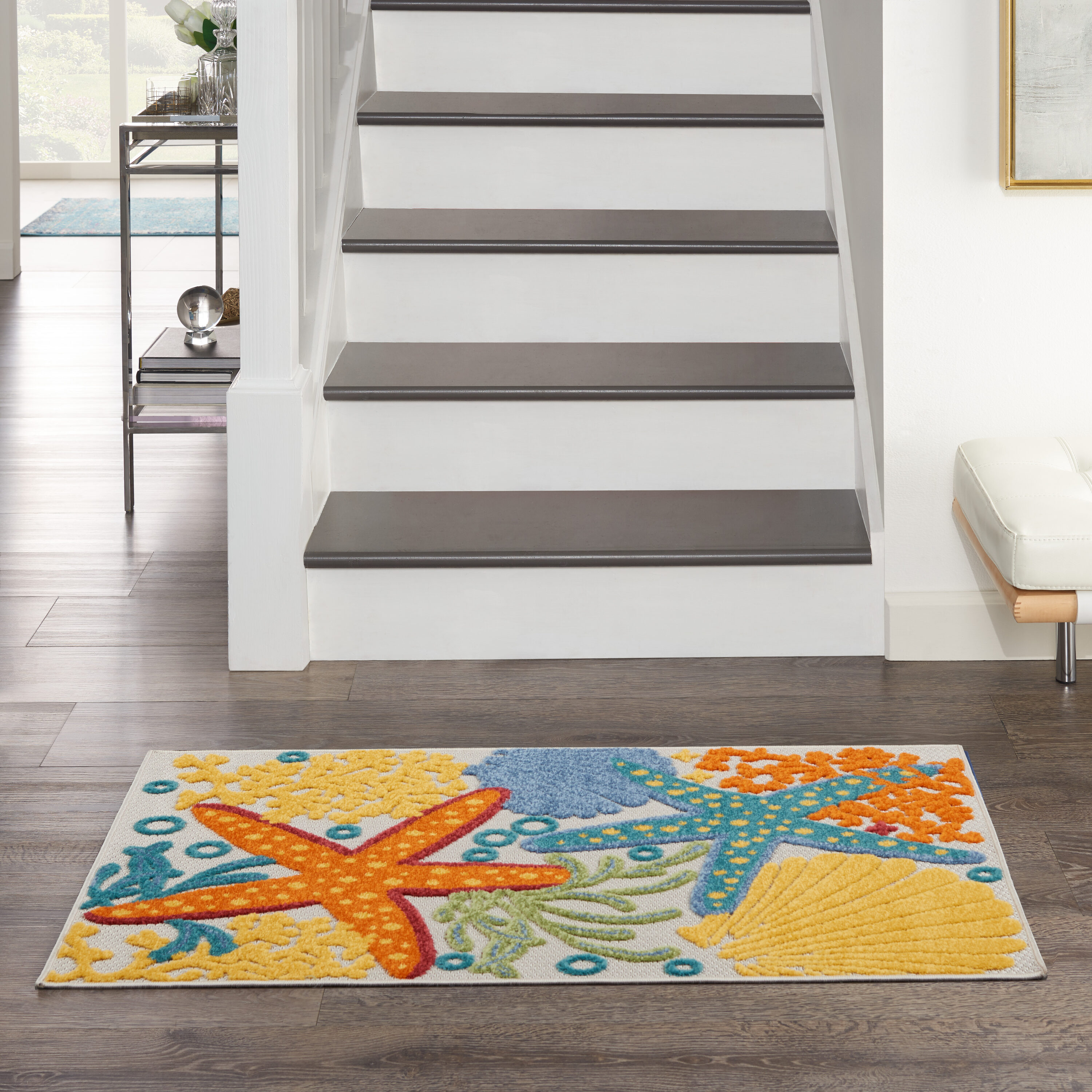 Nourison 099446828743 Aloha 3 x 4 (ft) Loomed Polypropylene Multicolor Rectangular Indoor/Outdoor Floral/Botanical Tropical Area rug