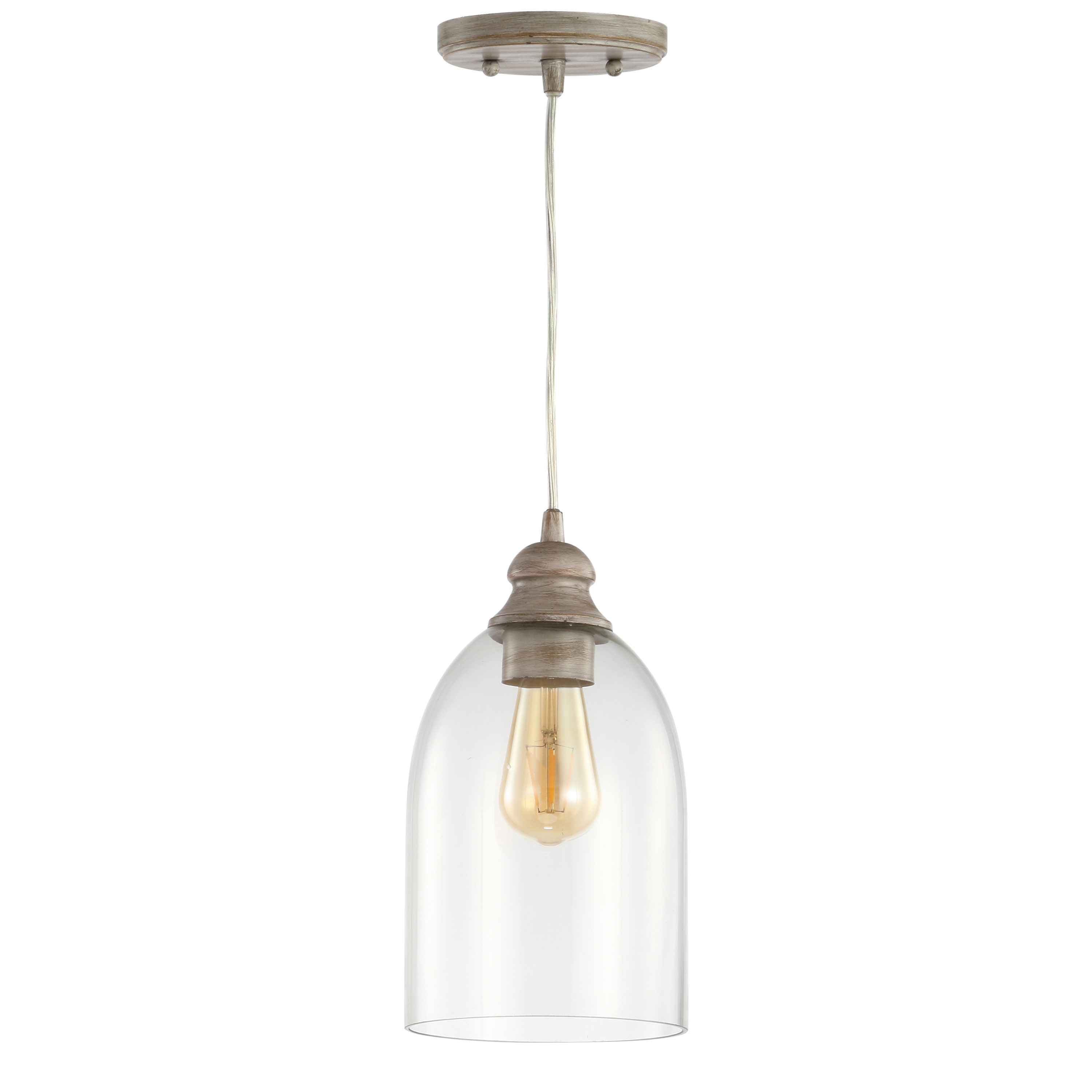 Fontaine 6.25" Adjustable Greige Glass LED Pendant Light