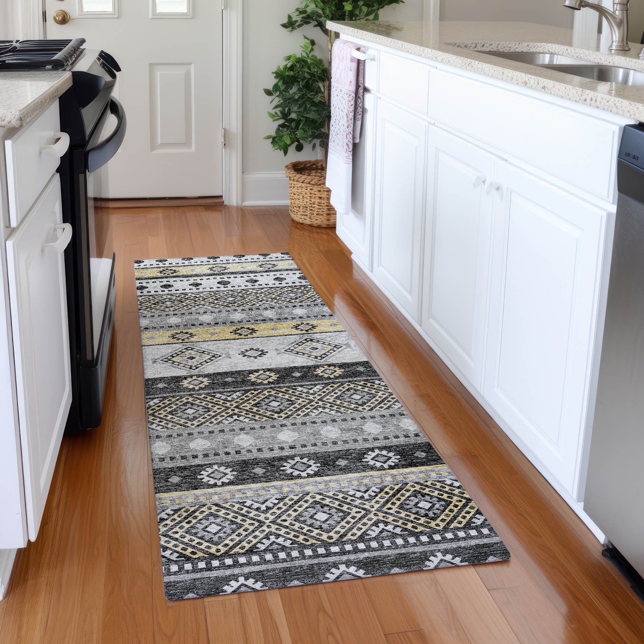 Addison Rugs AMF118GR2X8 Mayfield AMF118GR 2 x 7 (ft) Loomed Polyester Gray Rectangular Indoor Geometric Machine washable Area rug