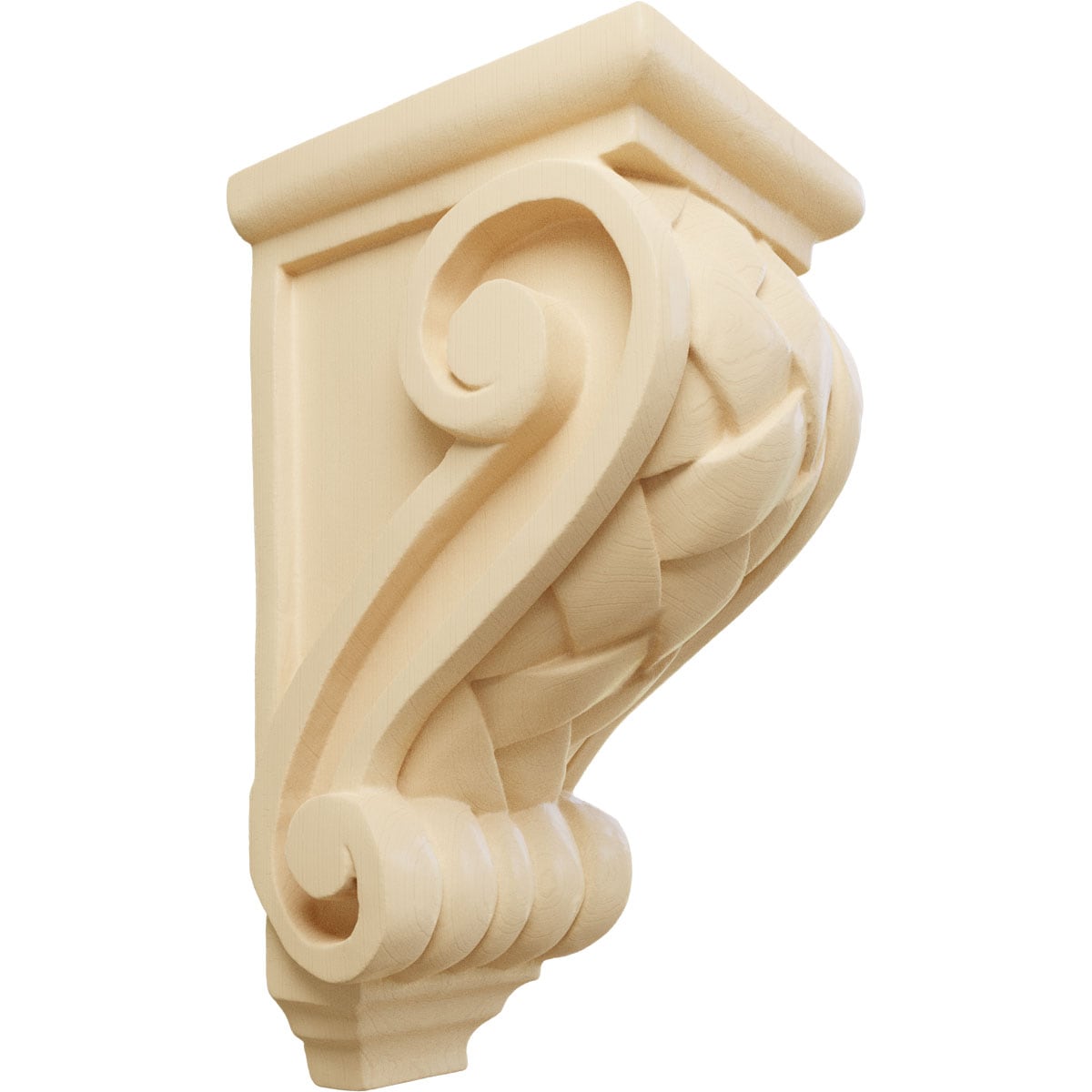 Ekena Millwork CORW03X04X07BWMA 3.5-in x 4.0-in x 7-in Unfinished Maple Wood Paintable/Stainable Corbel