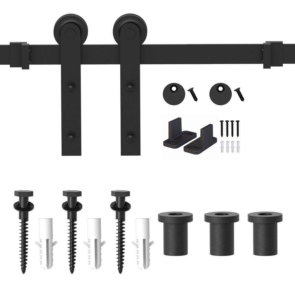 WINSOON GCM3971 48-in Matte Matte Black Indoor I-strap Single Barn door hardware kit