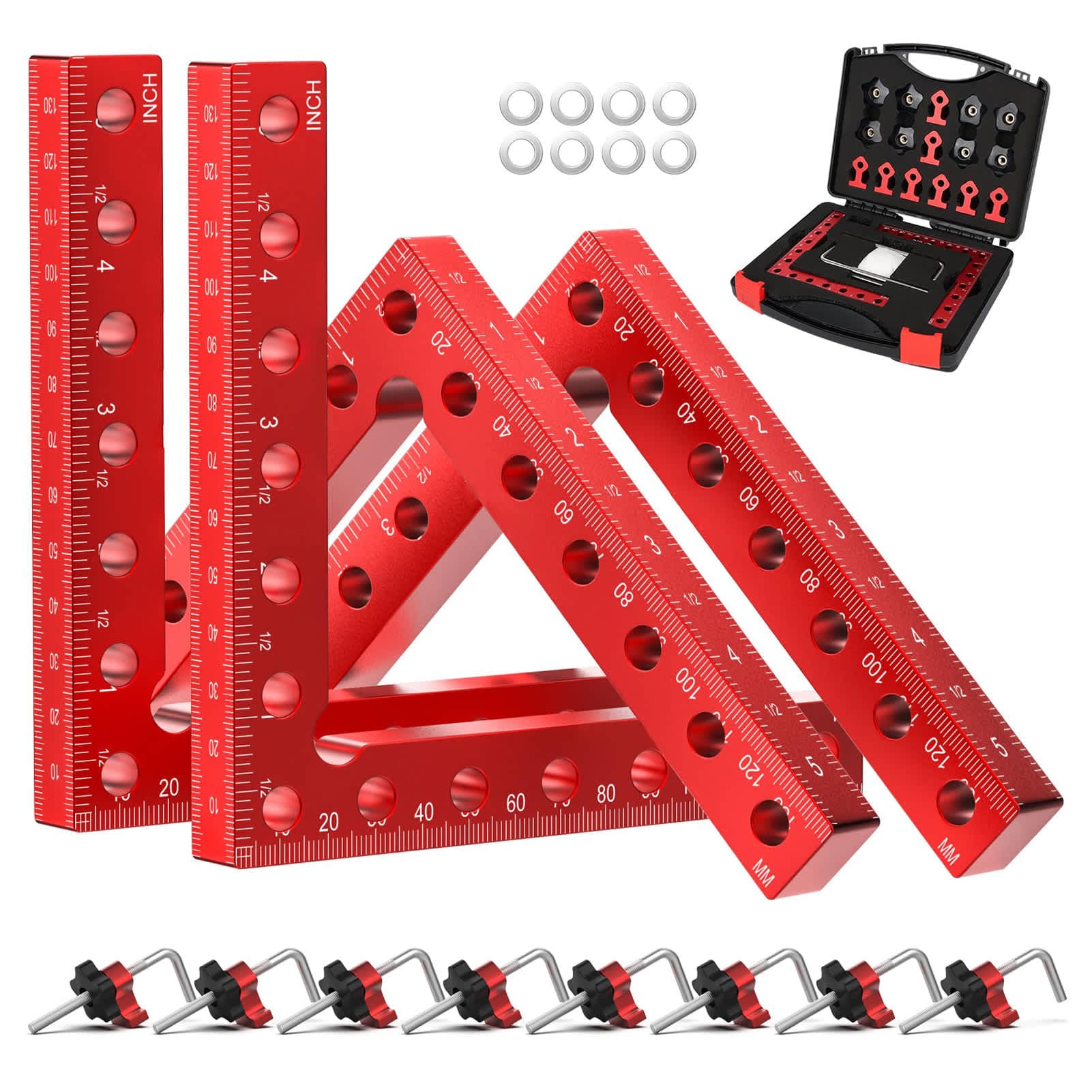 Etokfoks EFT1004H71 90 Degree Corner Clamp 4 Pack 55x55 Aluminum Alloy Right Angle Woodworking Tools Positioning Squares for Picture Frame Box Cabinets Drawers