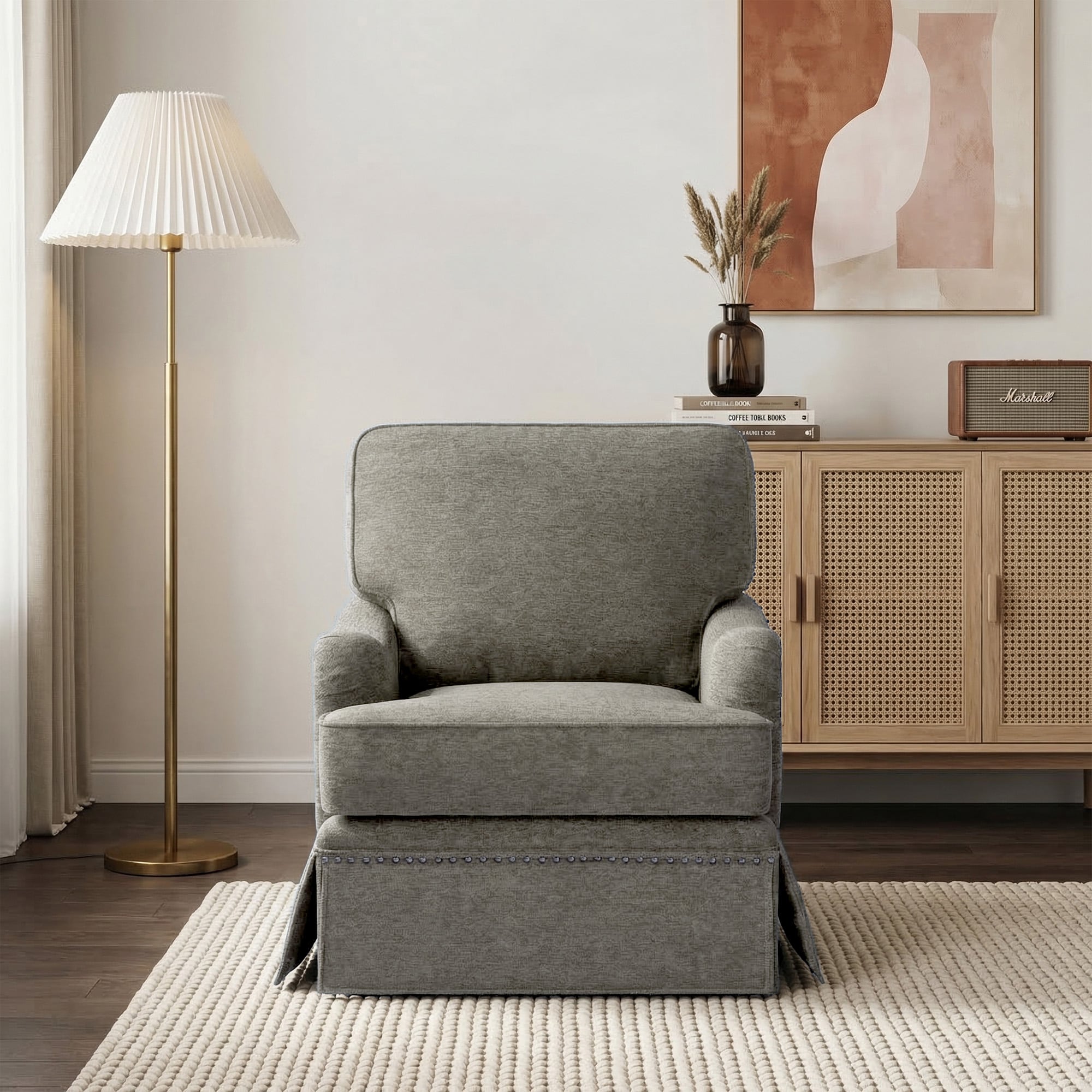 Dreamsidea Modern 360-Degree Swivel Barrel Chair Premium Chenille Upholstered Accent Chair