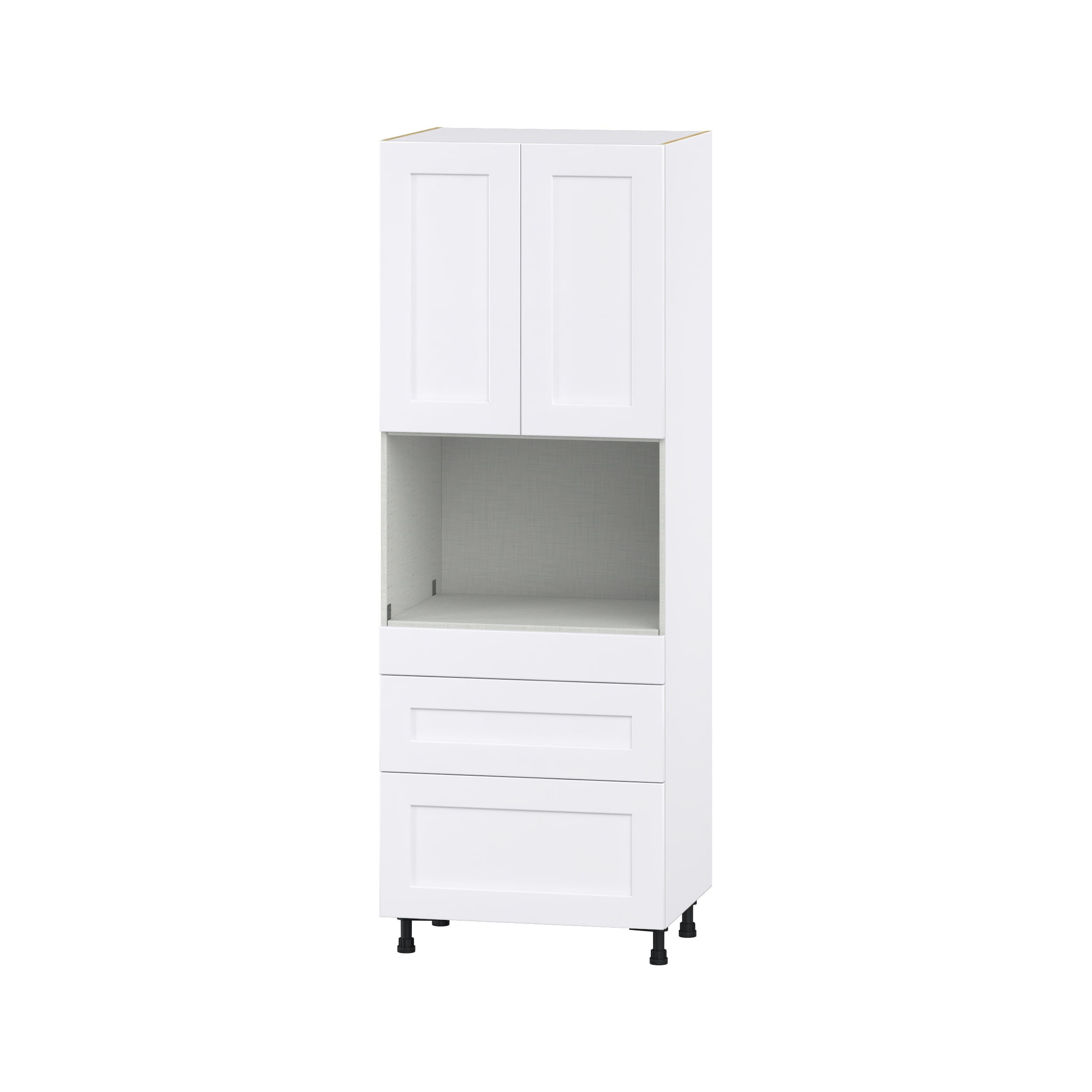 Hugo&Borg DSTM3D3084.5-JO Jolie 30-in W x 84.5-in H x 24-in D Warm White 3 -Drawers Pantry Fully assembled Cabinet (Flat Panel Shaker)