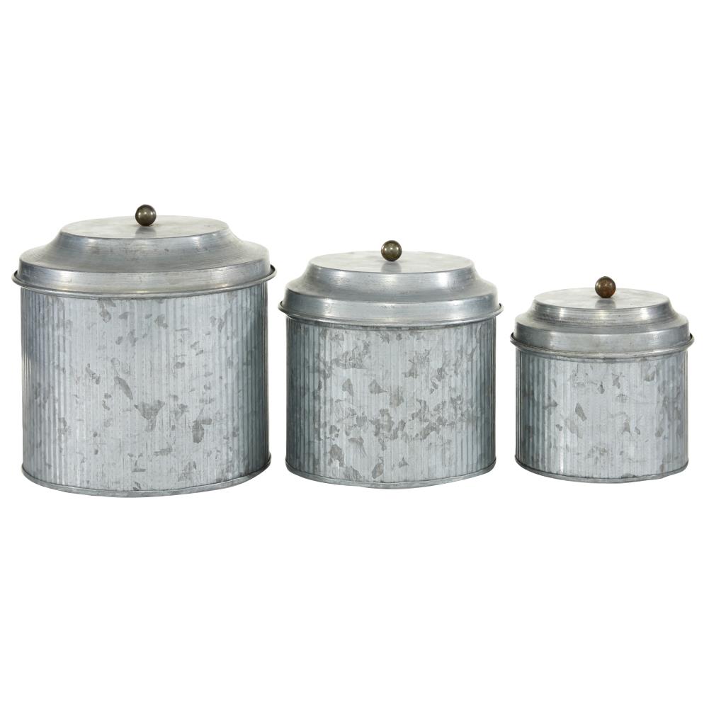 The Novogratz 3-Pack Gray Glass Farmhouse Decorative Jar in the