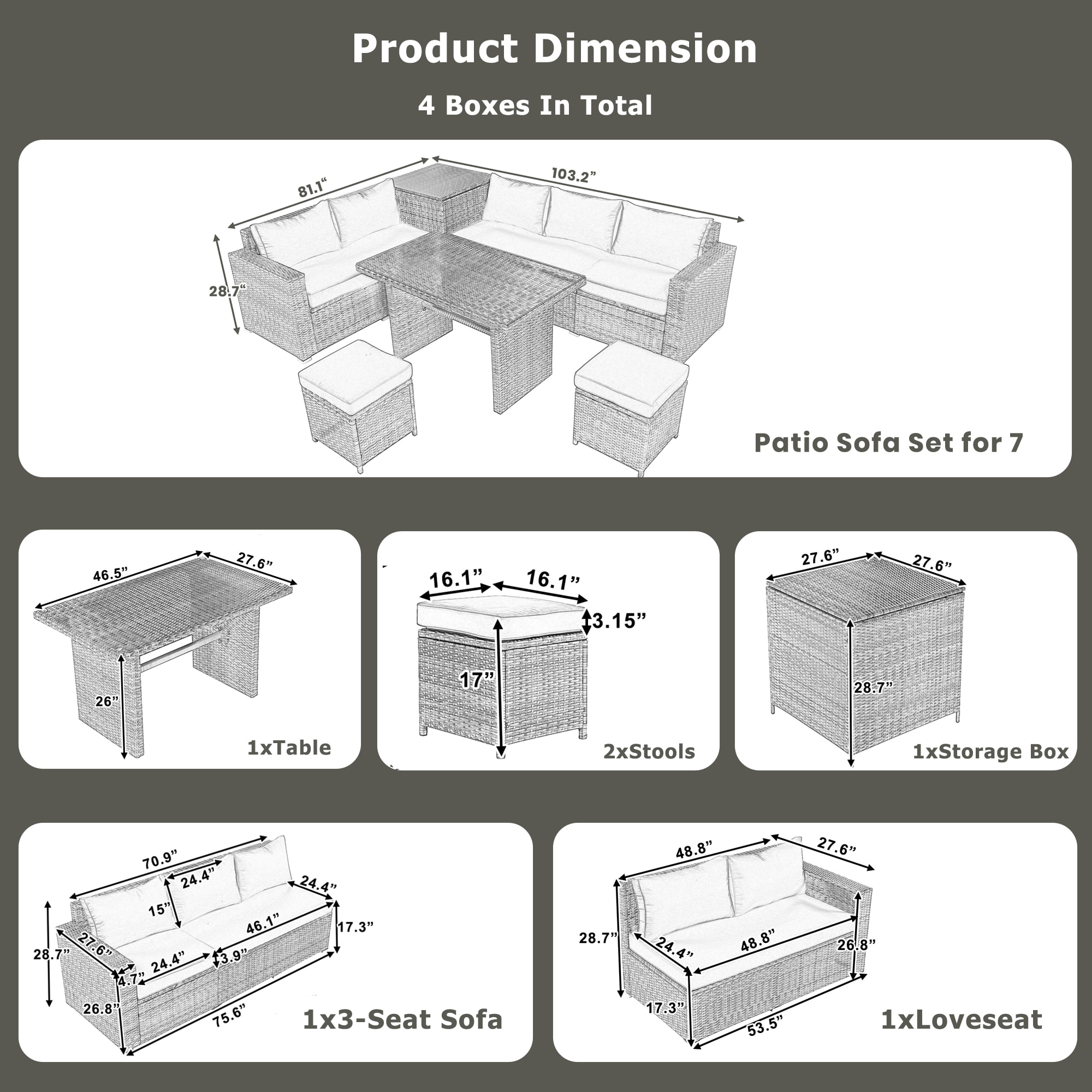 JIMSMAISON BOTMPCS28G-G Patio-Conversation-Sets - View #7