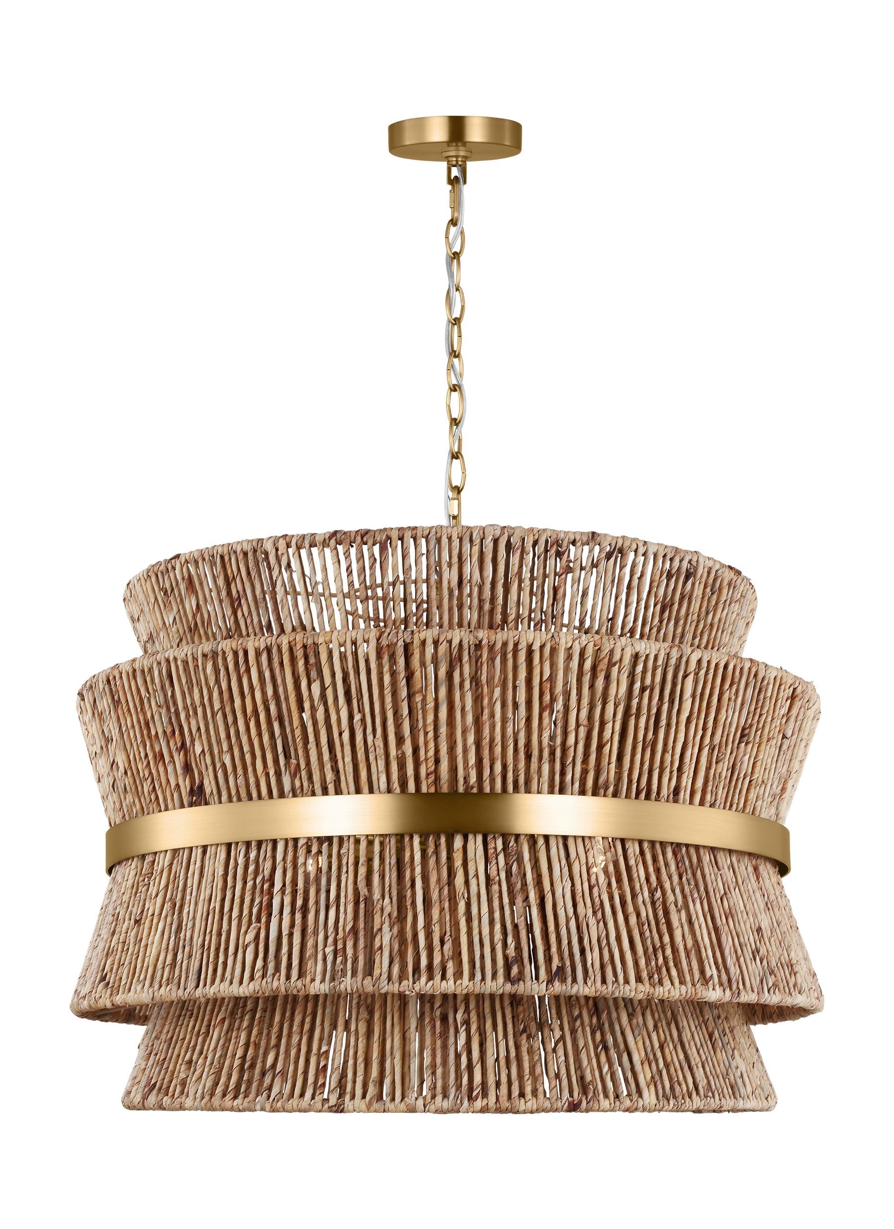 Scott Living DJP1074SB Thurlo 4 -Light Satin Brass Transitional Drum Large Hanging Pendant light