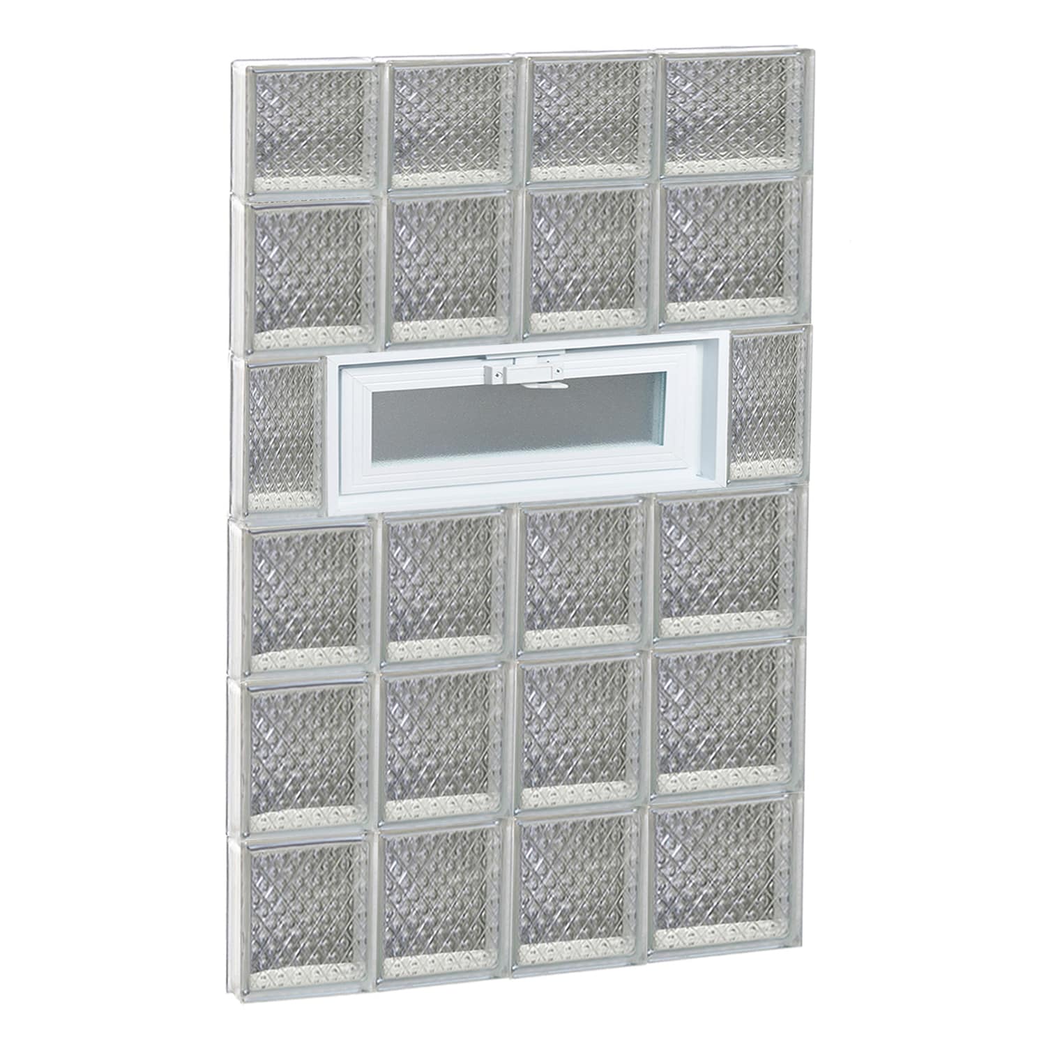 REDI2SET V2646DP Diamond Glass 25-in x 44-1/2-in Frameless Replacement Vented Glass Block Window