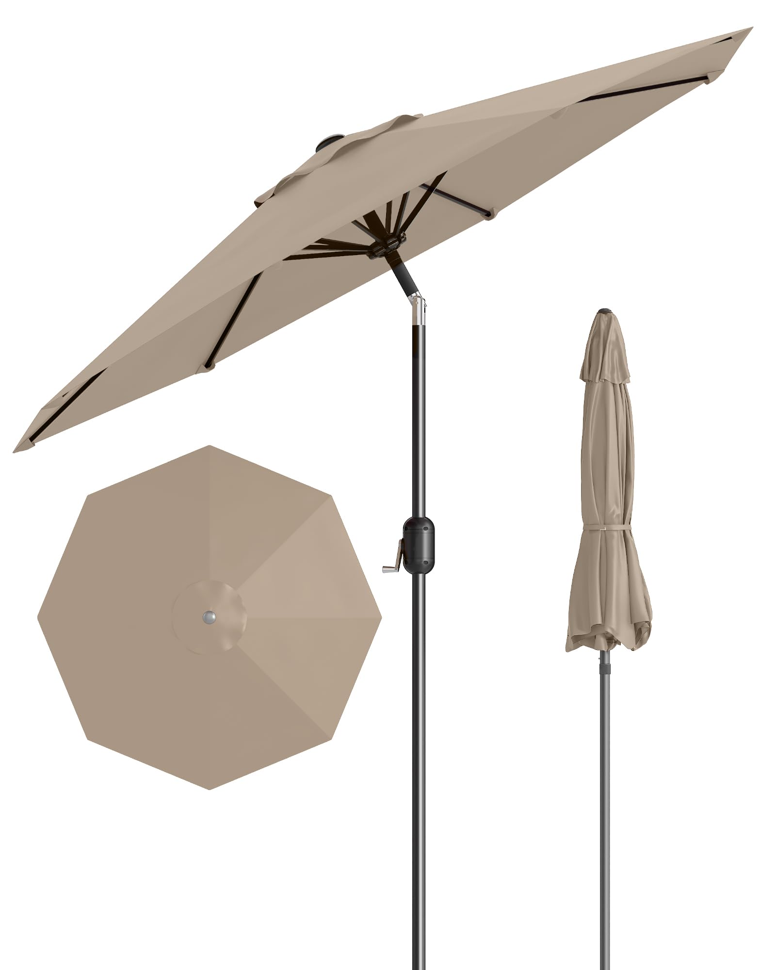 living accents 9 ft tiltable brown market patio umbrella ft. Taupe : Patio, Lawn & Garden quality polyester fabric with an aluminum frame POLYWOOD 9' Tilt Market Umbrella