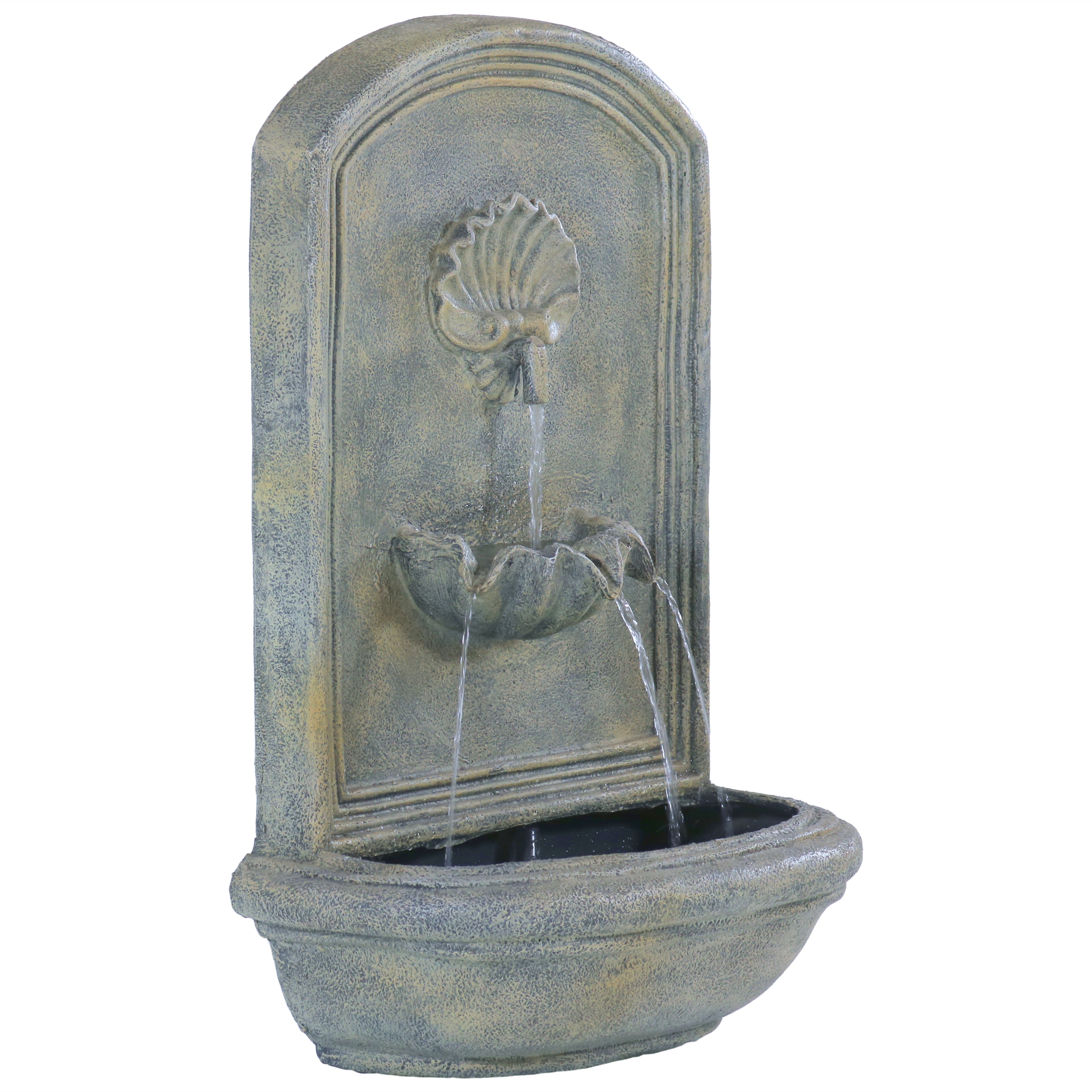 Sunnydaze Decor 132396004 27-in H Resin Wall Outdoor Fountain Pump Included