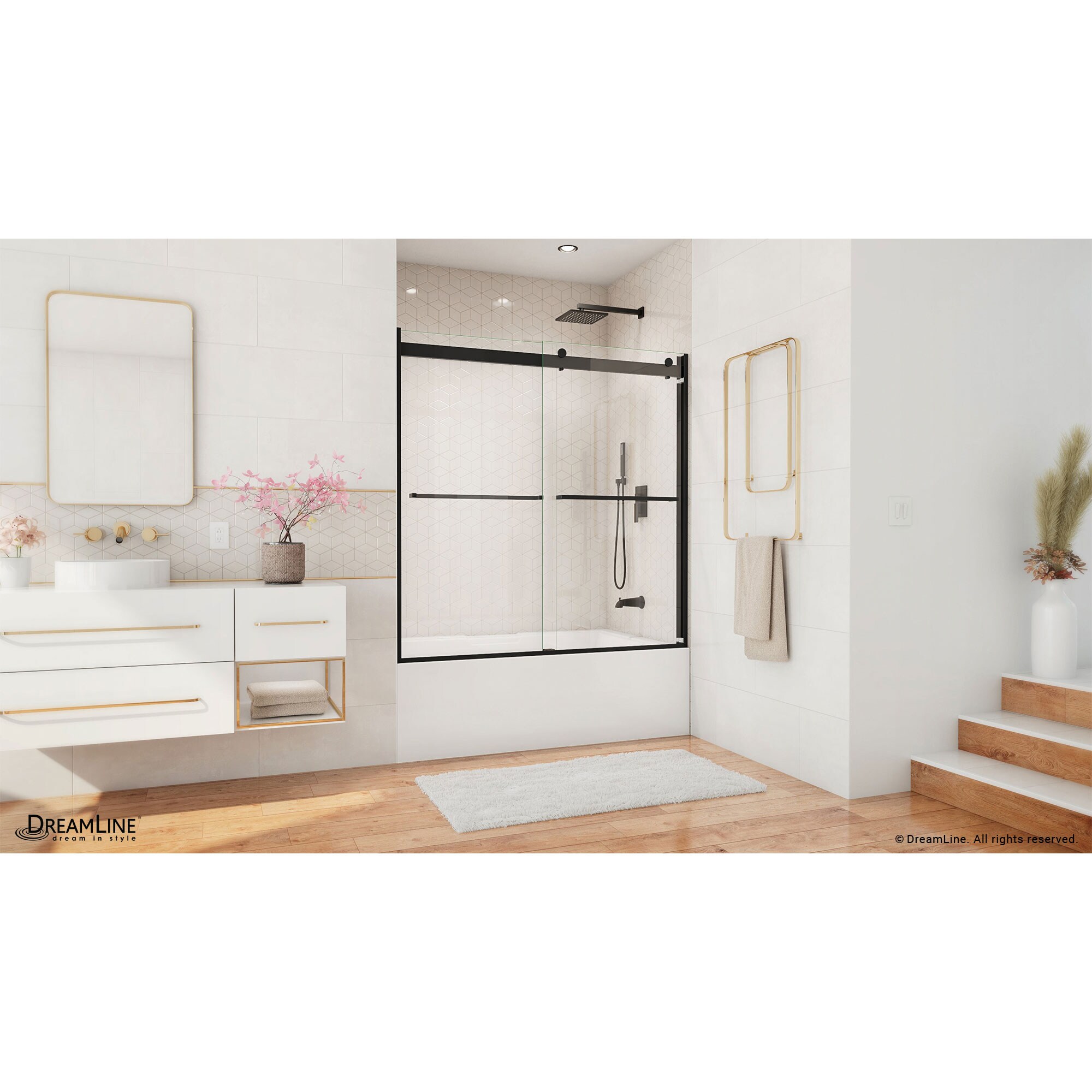 Essence 60" Frameless Black Tub Door with ClearMax Technology