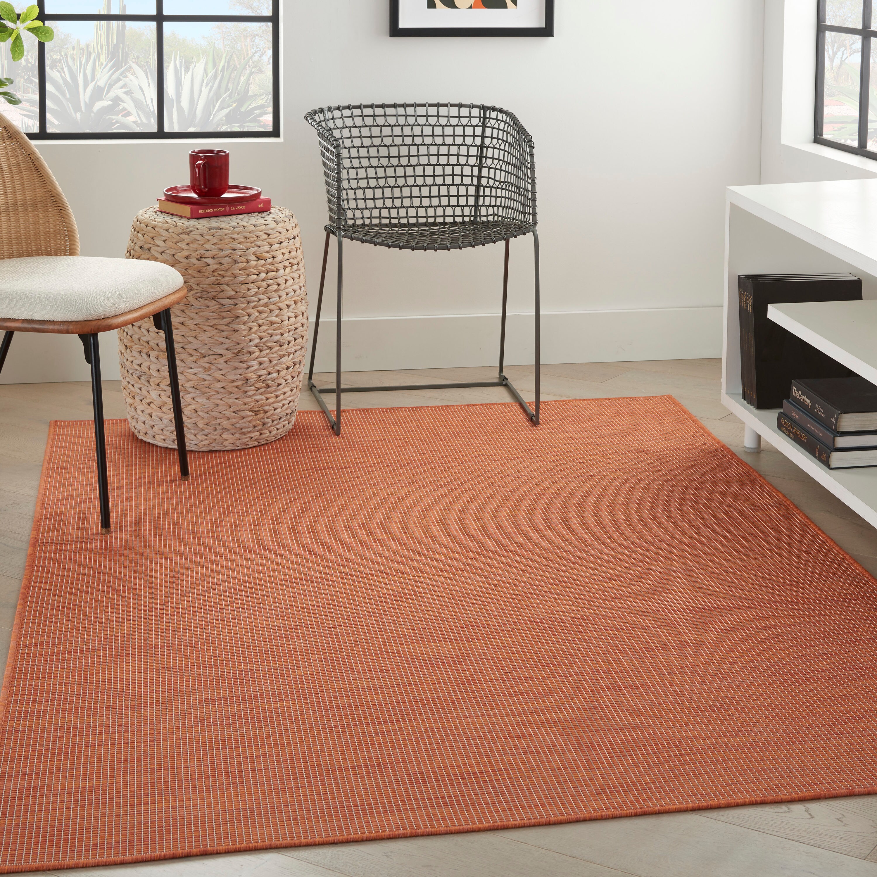 Positano Elegance Terracotta Flat-Weave 7' x 10' Synthetic Rug