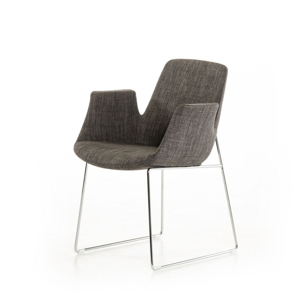 HomeRoots 283963 Valerie Contemporary/Modern Polyester/Polyester Blend Dining Arm Chair (Metal Frame)