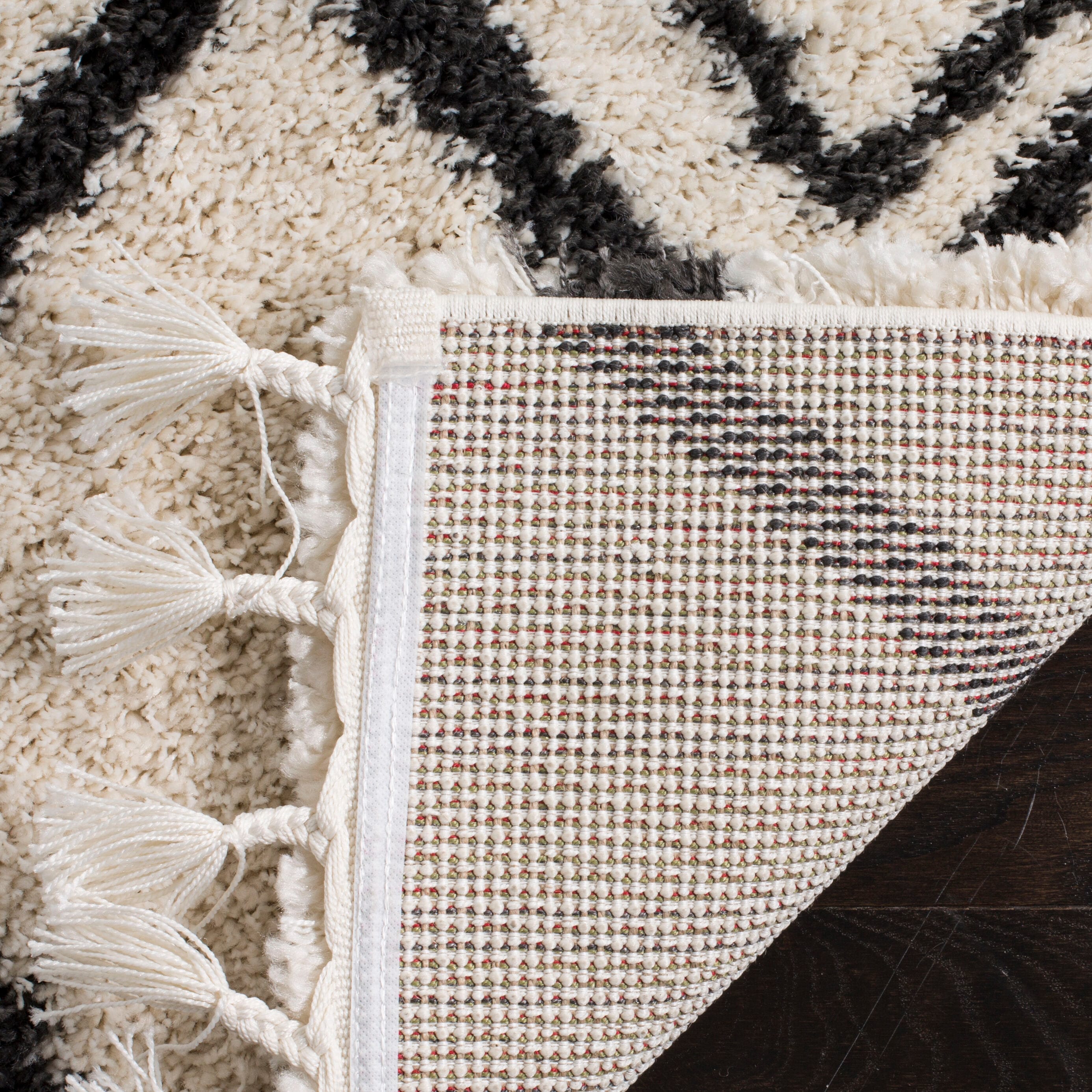 Hand-Knotted Gray Wool-Synthetic Blend Shag Rug, 8' x 10'