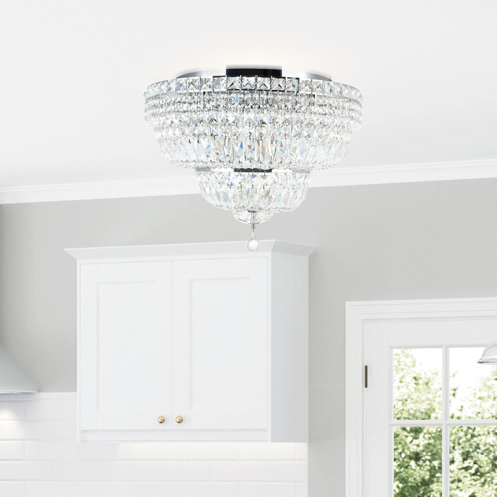 CWI Lighting 8003C30C Stefania 16 -Light 30.0-in Chrome Flush Mount Light