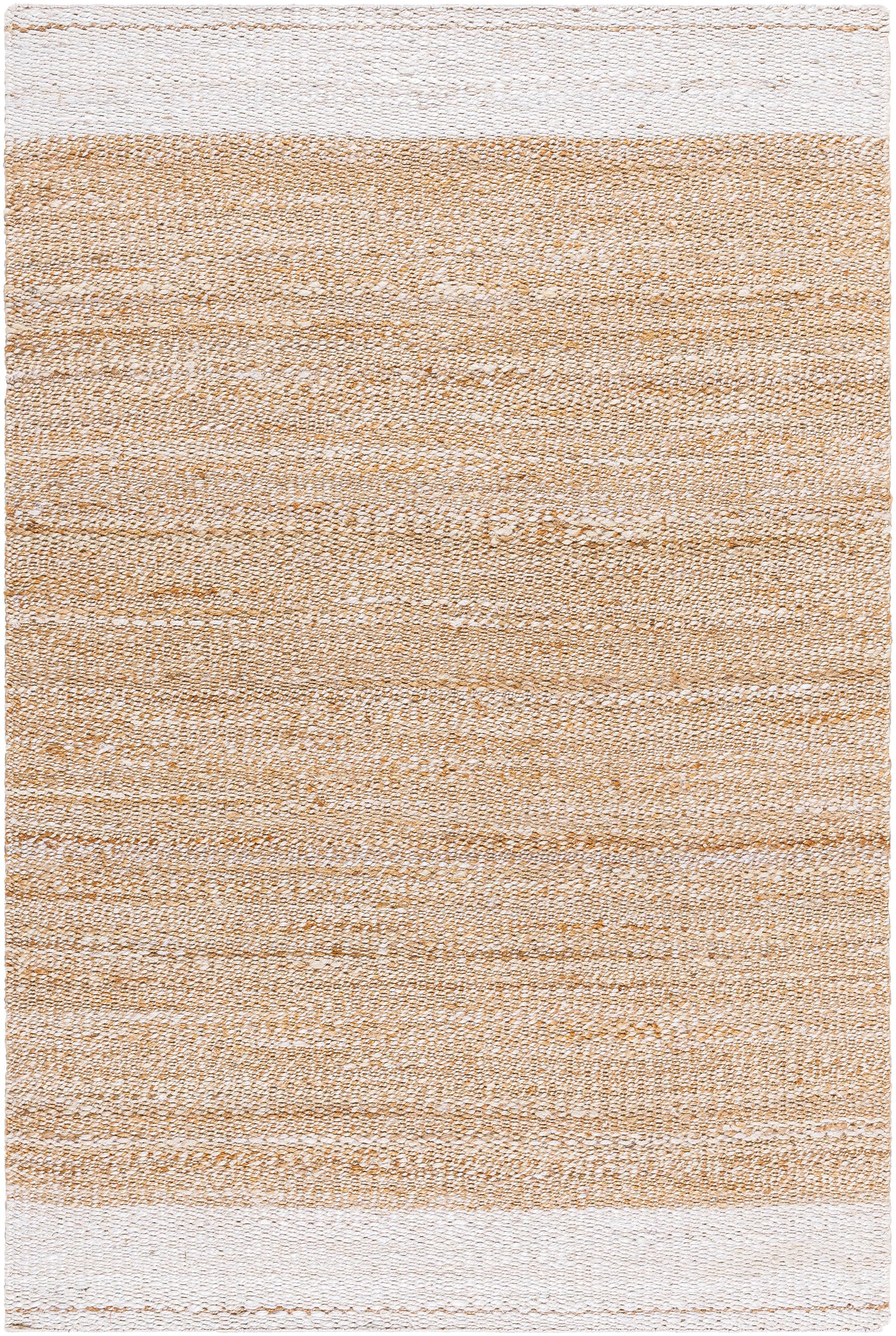 Kamey 9' x 12' Beige and White Flat Woven Synthetic Rug