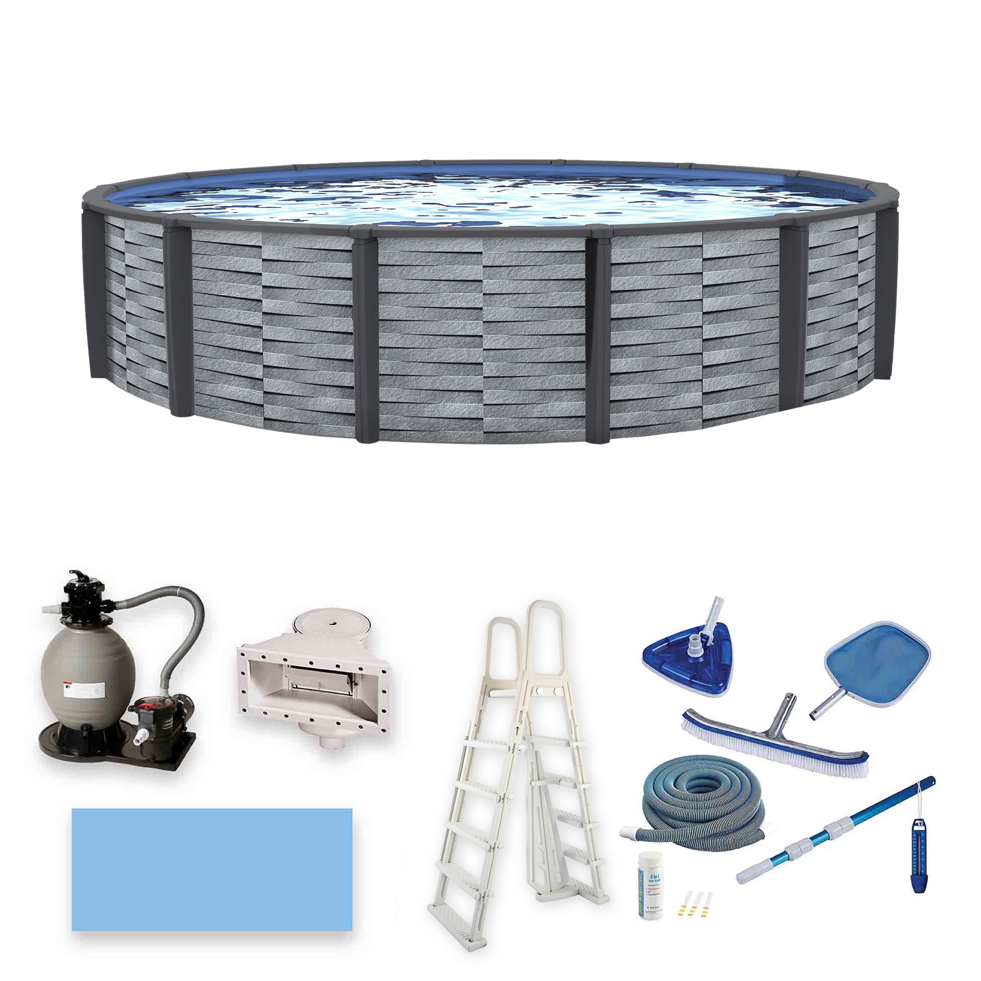 Blue Wave NB19835 Affinity 30-ft x 30-ft x 52-in Steel wall panels Round Above-Ground Pool with Filter Pump with Ladder