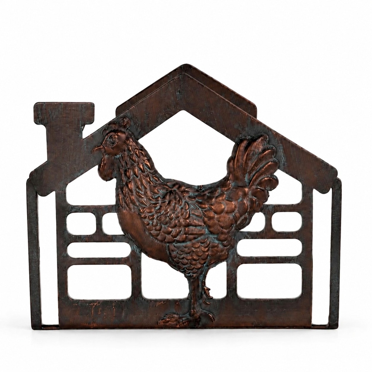Aoibox  Metal Rooster Napkin Holder for Tabletop with Rustic Antique Copper Finish and Non Slip Base 7 9 x 2 9
