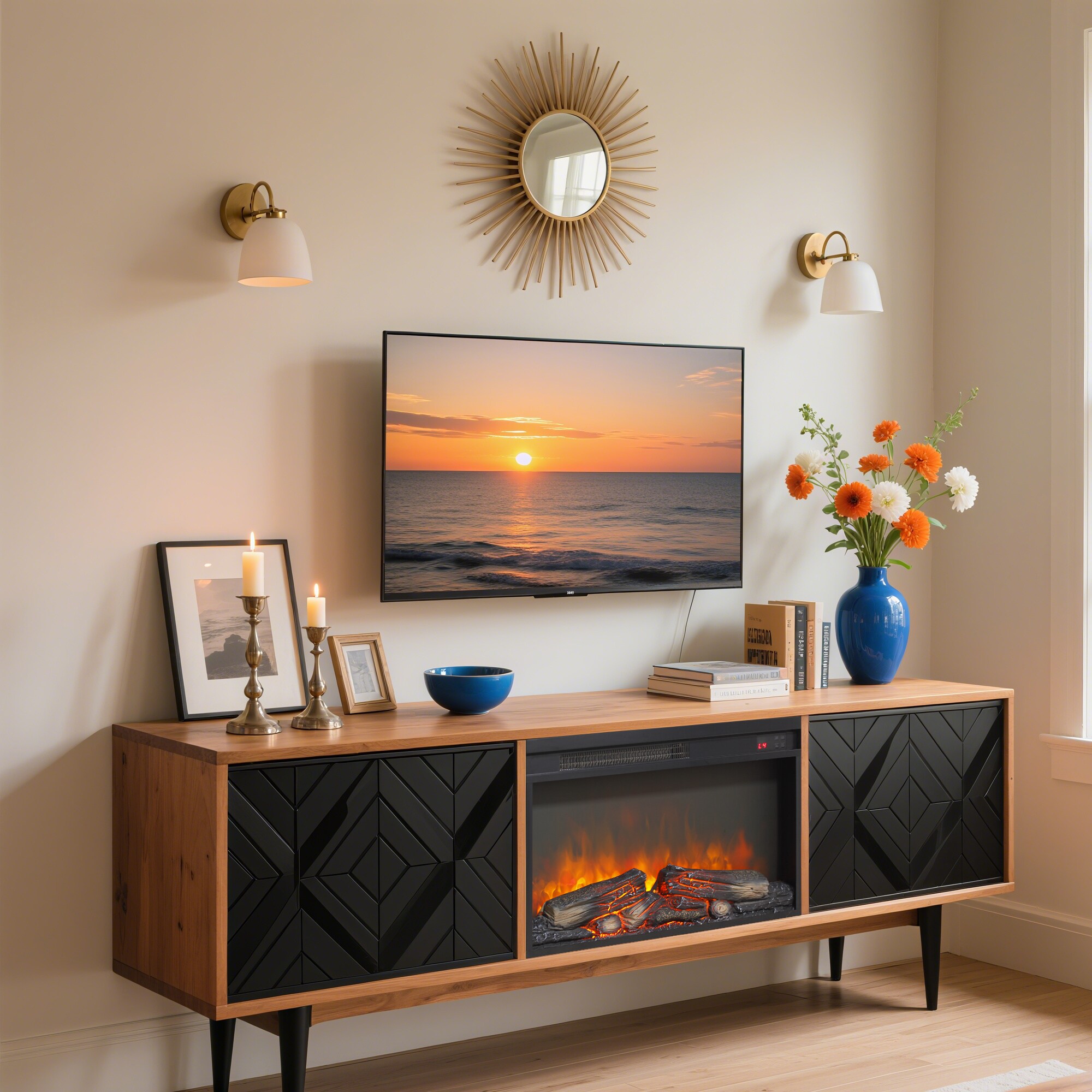 Wooakway 26in. Electric Fireplace Insert Heater Ultra Slim Design