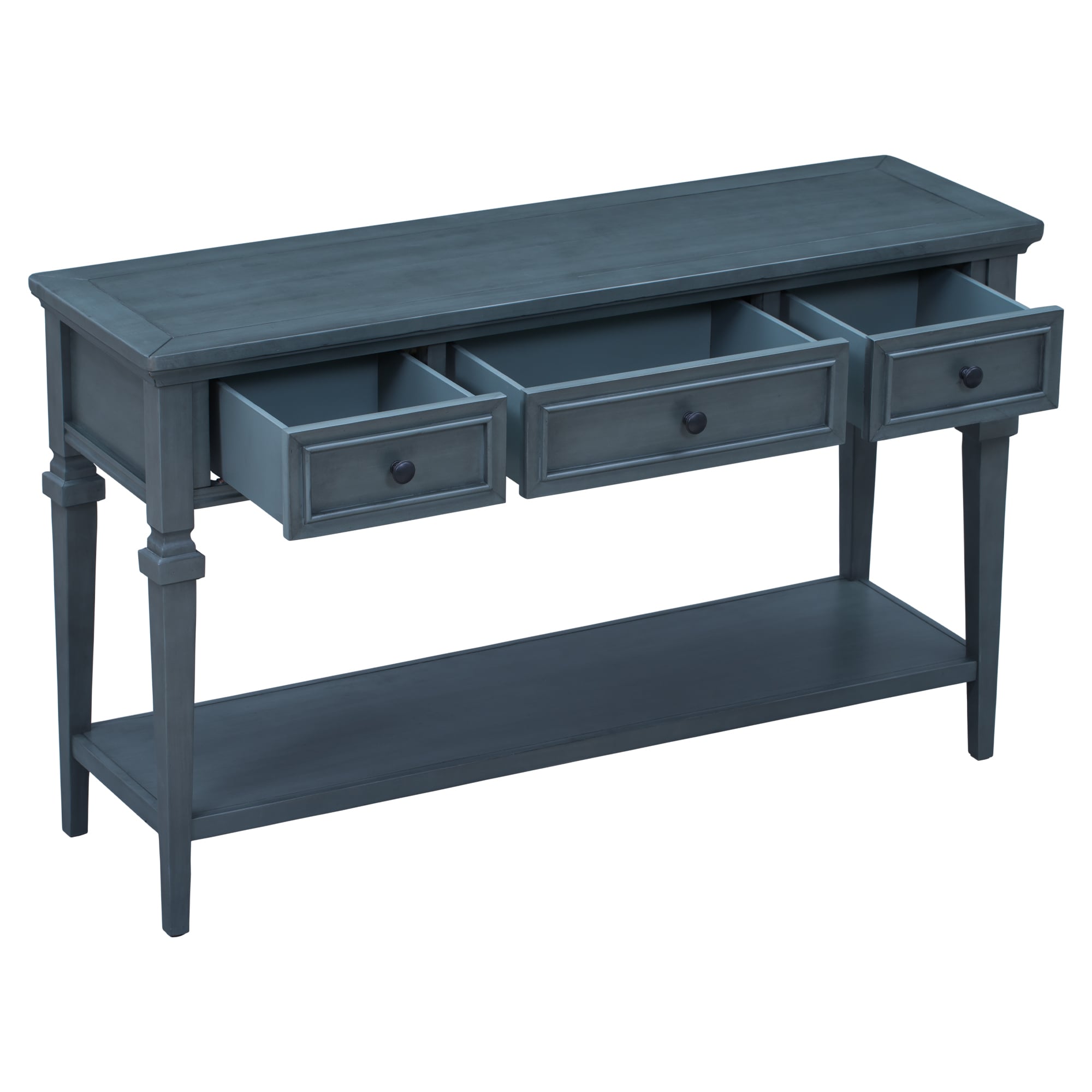 AHIOU HOME Contemporary Navy Blue Console Table with 3 Drawers - Solid ...