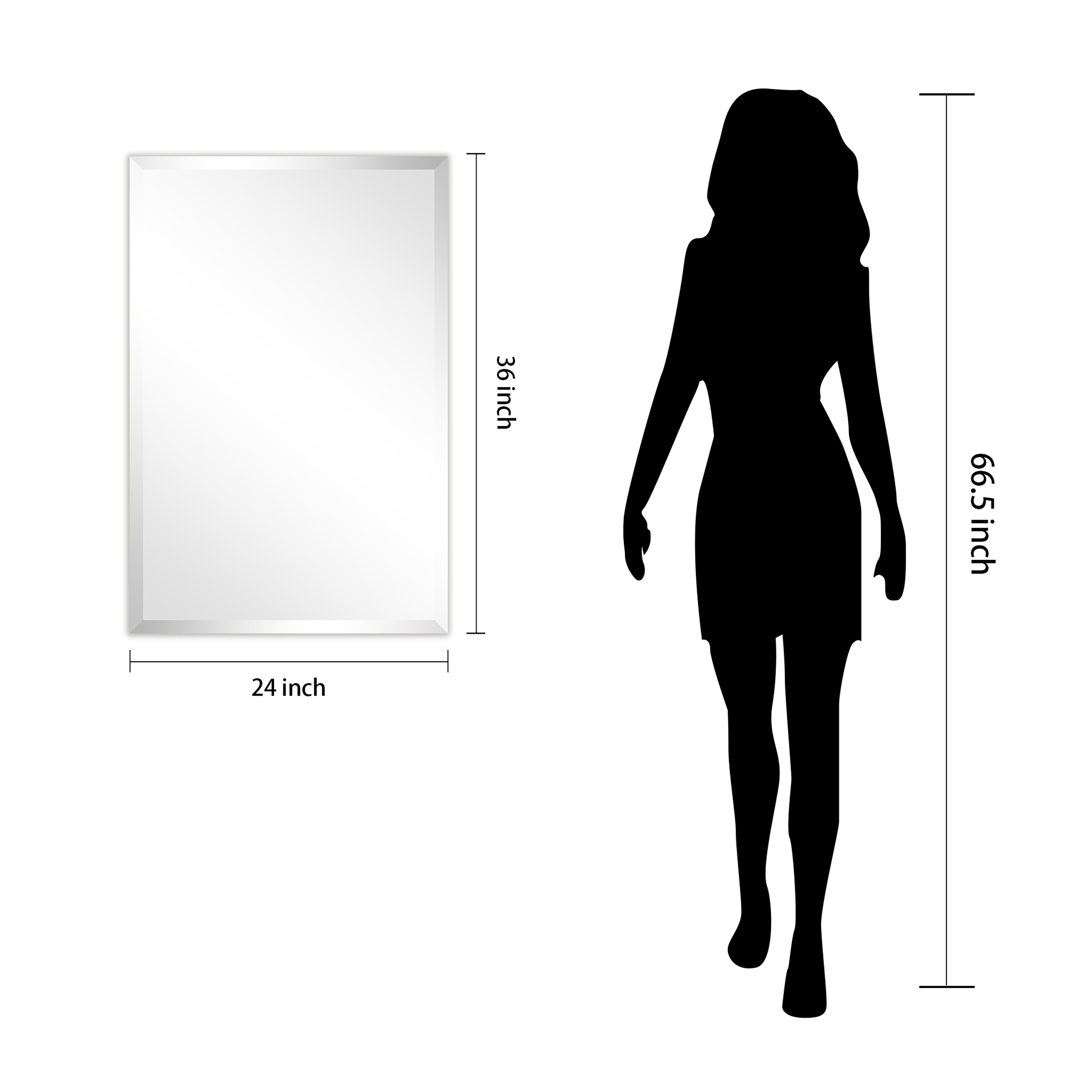 Sleek 24" x 36" Rectangular Frameless Wall Mirror with Beveled Edge