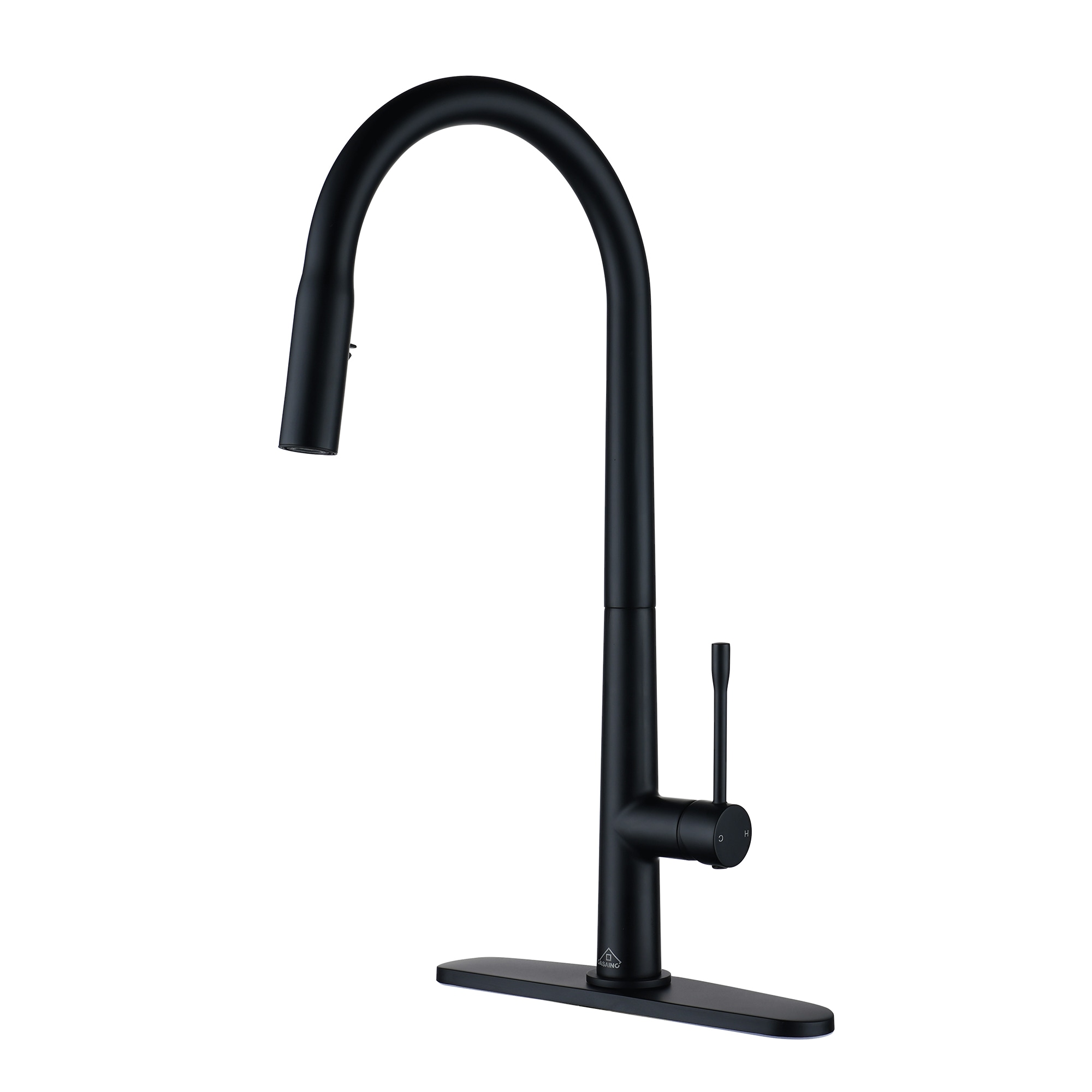 CASAINC CA-D4188-MB Matte Black Single Handle Deck-mount Pull-out Kitchen Faucet with Sprayer ( Deck Plate Included )