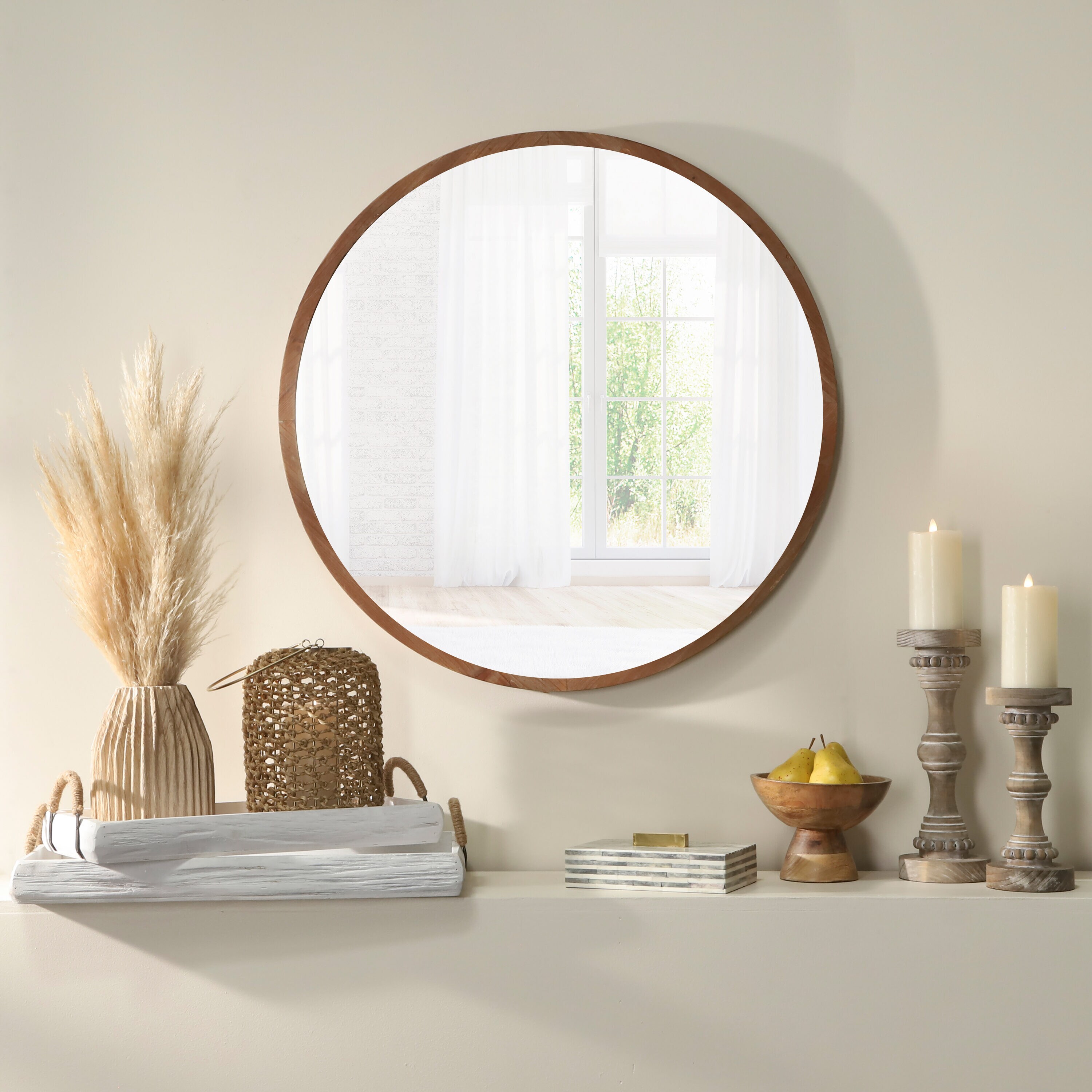 Sagebrook Home 14498-03 1 Candle Wood Pillar Candle Holder