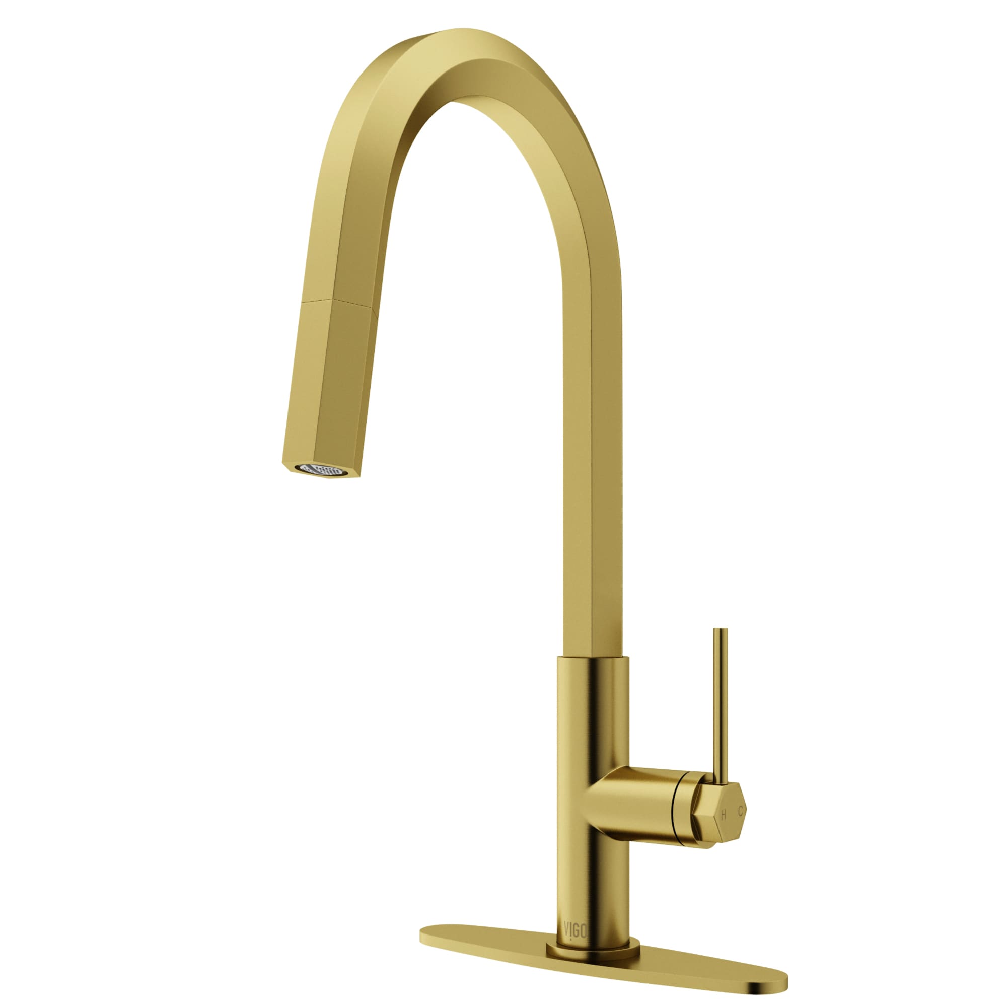 VIGO VG02034MGK1 Hart Matte Brushed Gold Single Handle Deck-mount Pull-down Kitchen Faucet ( Deck Plate Included )