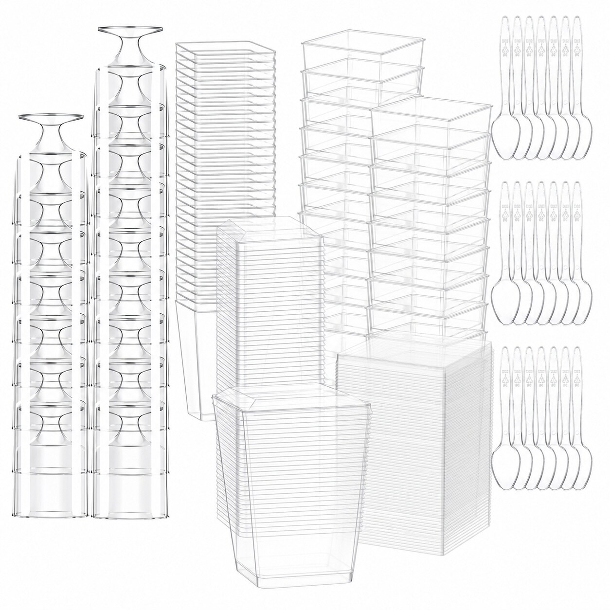 Aoibox  5 fl oz Clear Plastic Mini Dessert Cups with Lids for Parfait and Mousse Set of 280 Dessert Sets