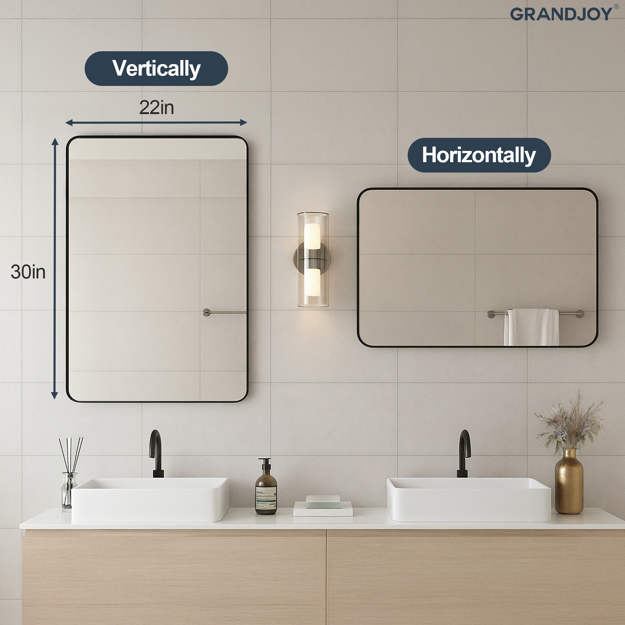 GRANDJOY BM-KM-AARH-2230 Framed-Bath-Mirrors - View #3