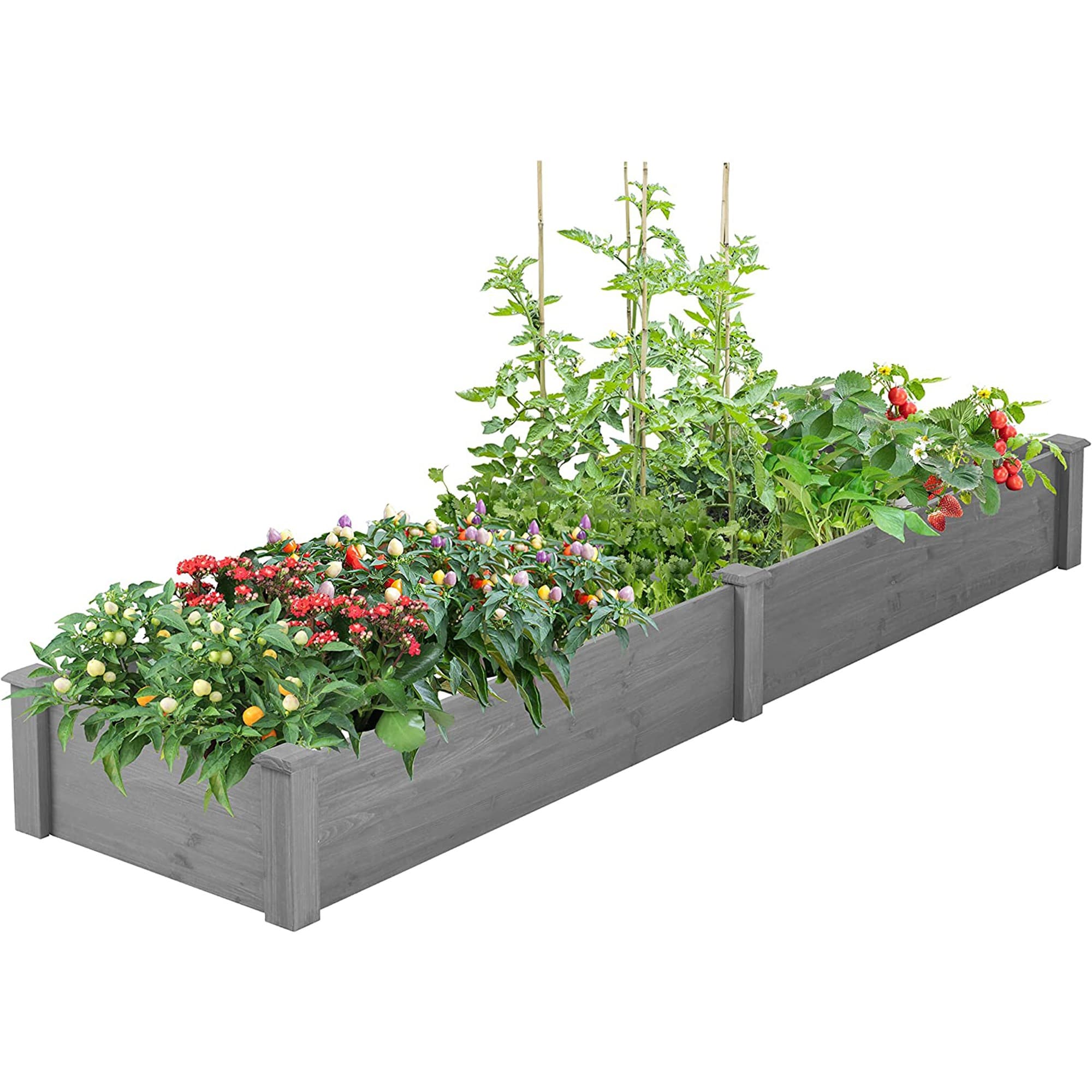 Yiekholo LL-1614AA 28-in W x 96-in L x 10-in H Gray Wood Raised Garden Bed