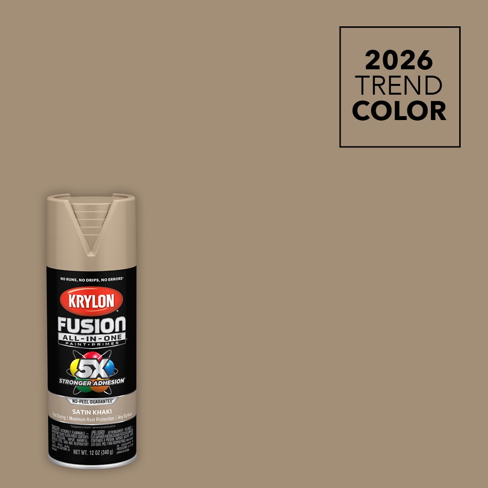 Krylon K02740007 Fusion All-In-One Satin 2026 Trend Of The Year Khaki Spray paint and primer in one ( NET WT. 12-oz )