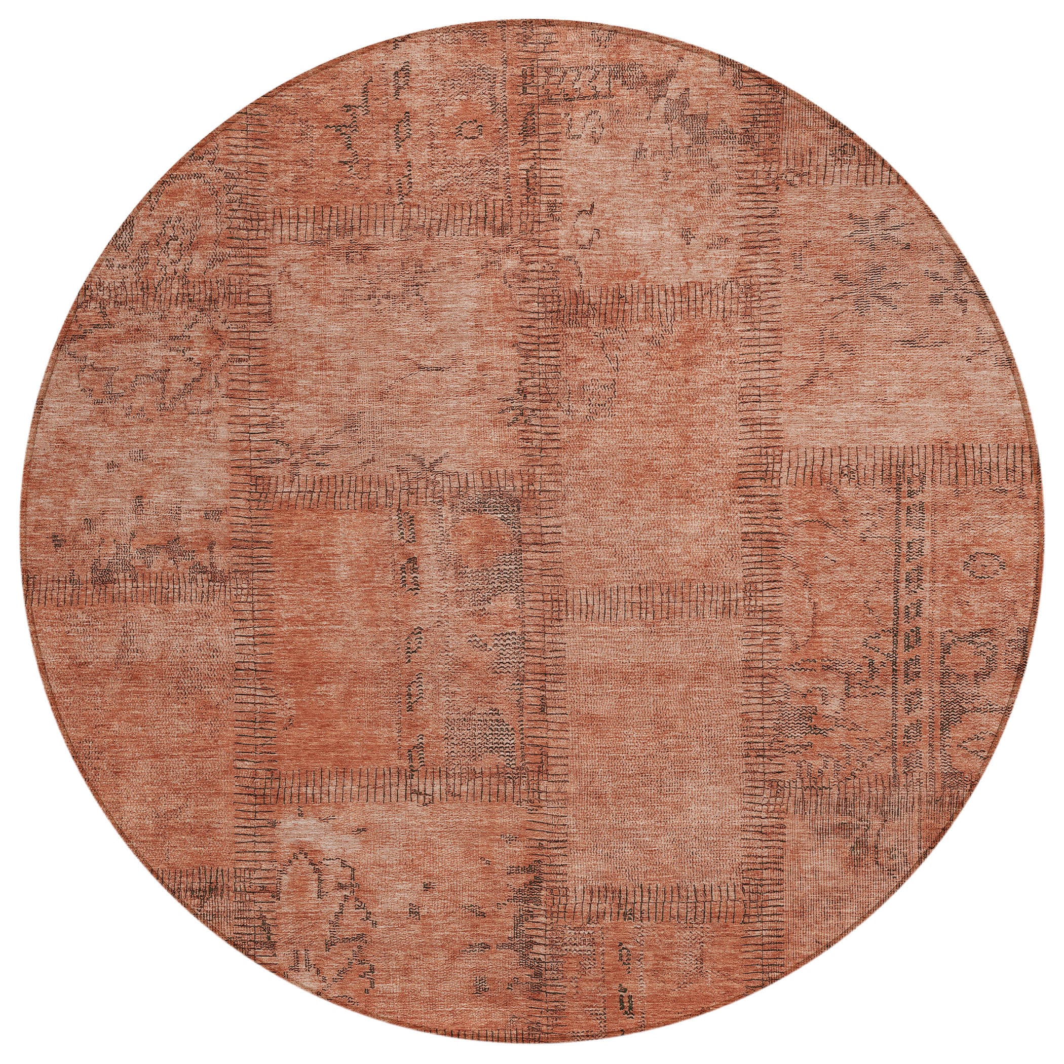 Addison Rugs ACN685SM8RO Chantille ACN685SM 8 x 8 (ft) Polyester Salmon Round Indoor/Outdoor Geometric Machine washable Area rug