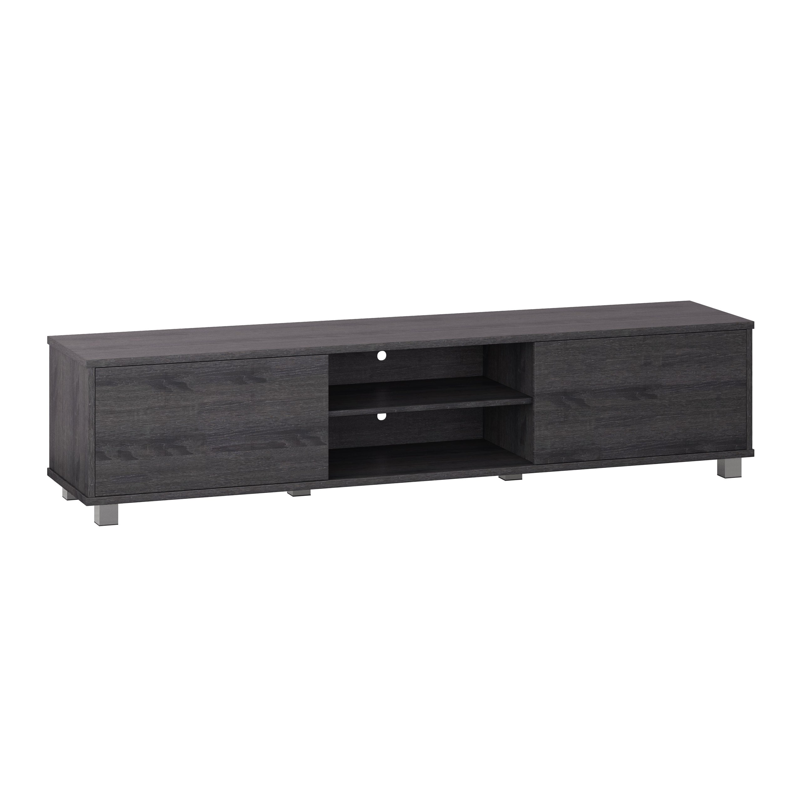 Dark Gray Wood Grain TV Stand with Cabinets for TVs up to 85"