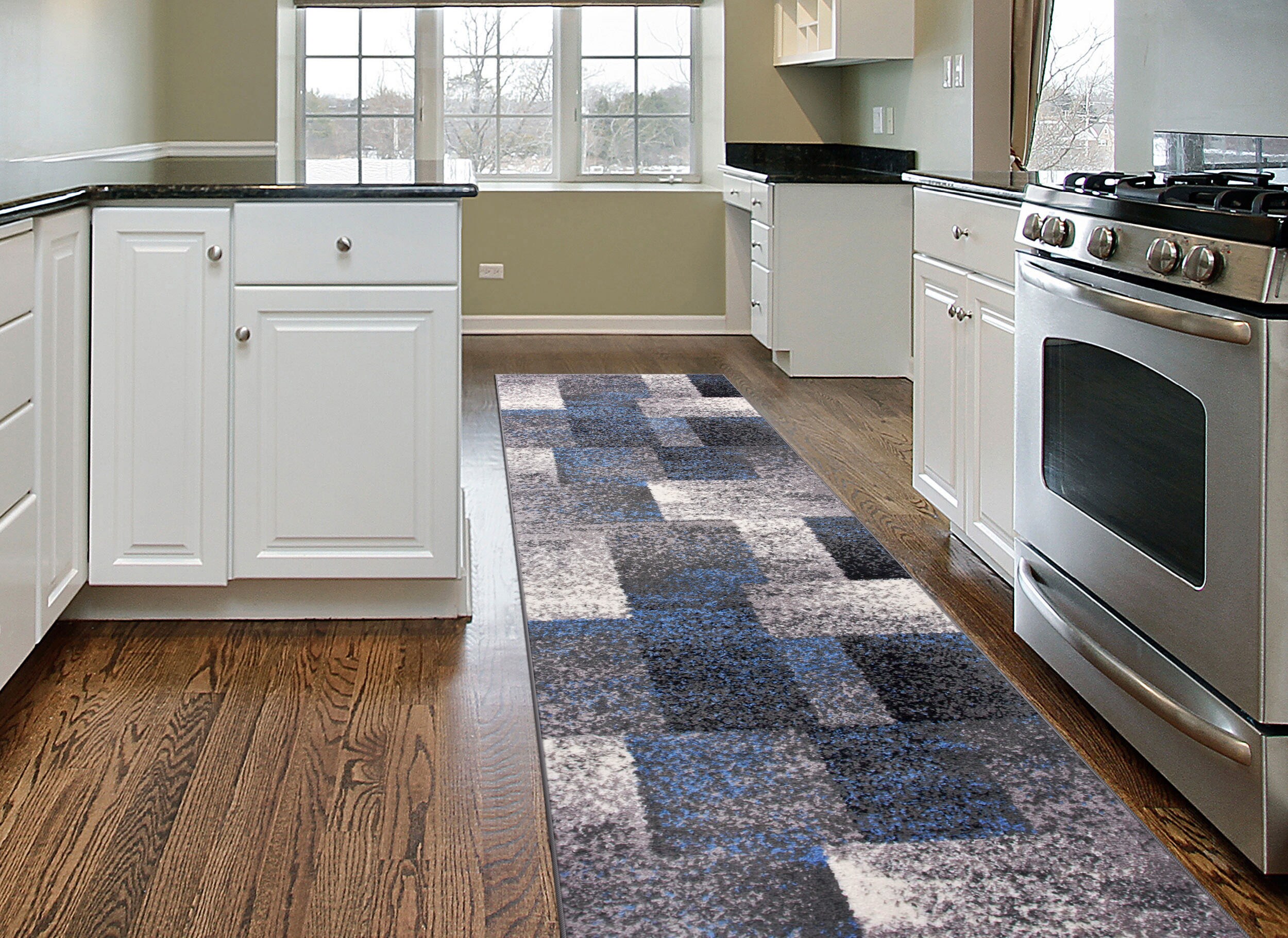 World Rug Gallery 956BLUE2X7 Arizona 2 x 7 (ft) Loomed Polypropylene Blue Rectangular Indoor Distressed/Overdyed Mid-Century Modern Runner rug