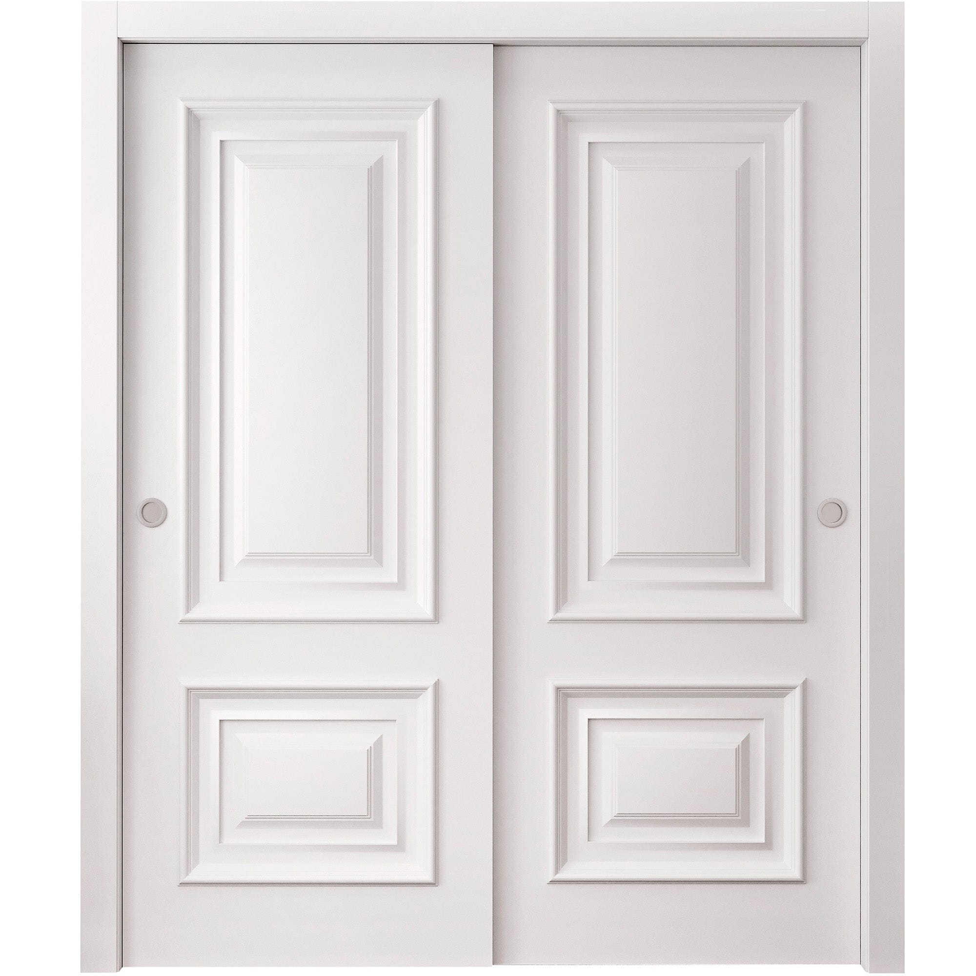 SARTODOORS - Sliding Closet Bypass Doors 48 x 96 inches - CLASSIC 2289 White Enamel - Rails Hardw...