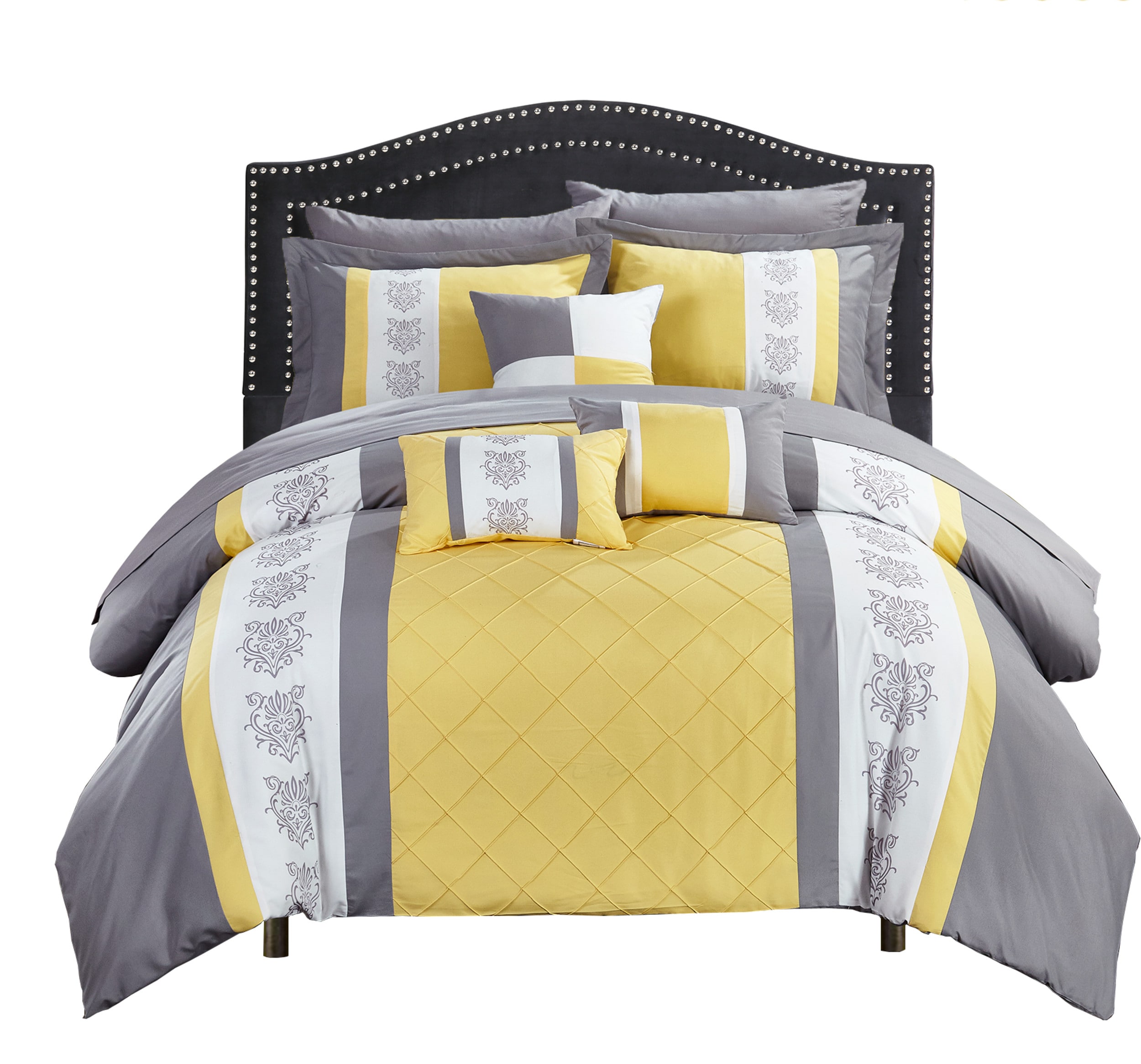 Queen Details about   Chic Home Clayton 10 Piece Comforter Set Yellow 