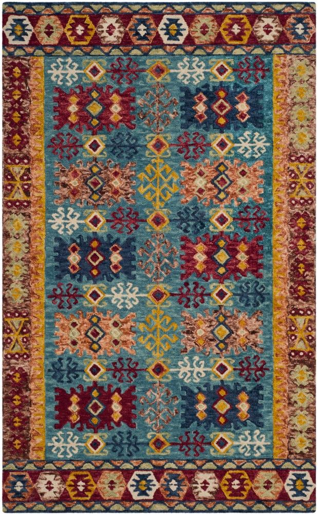 Aspen Blue and Multicolor Hand-Tufted Wool 6' x 9' Area Rug