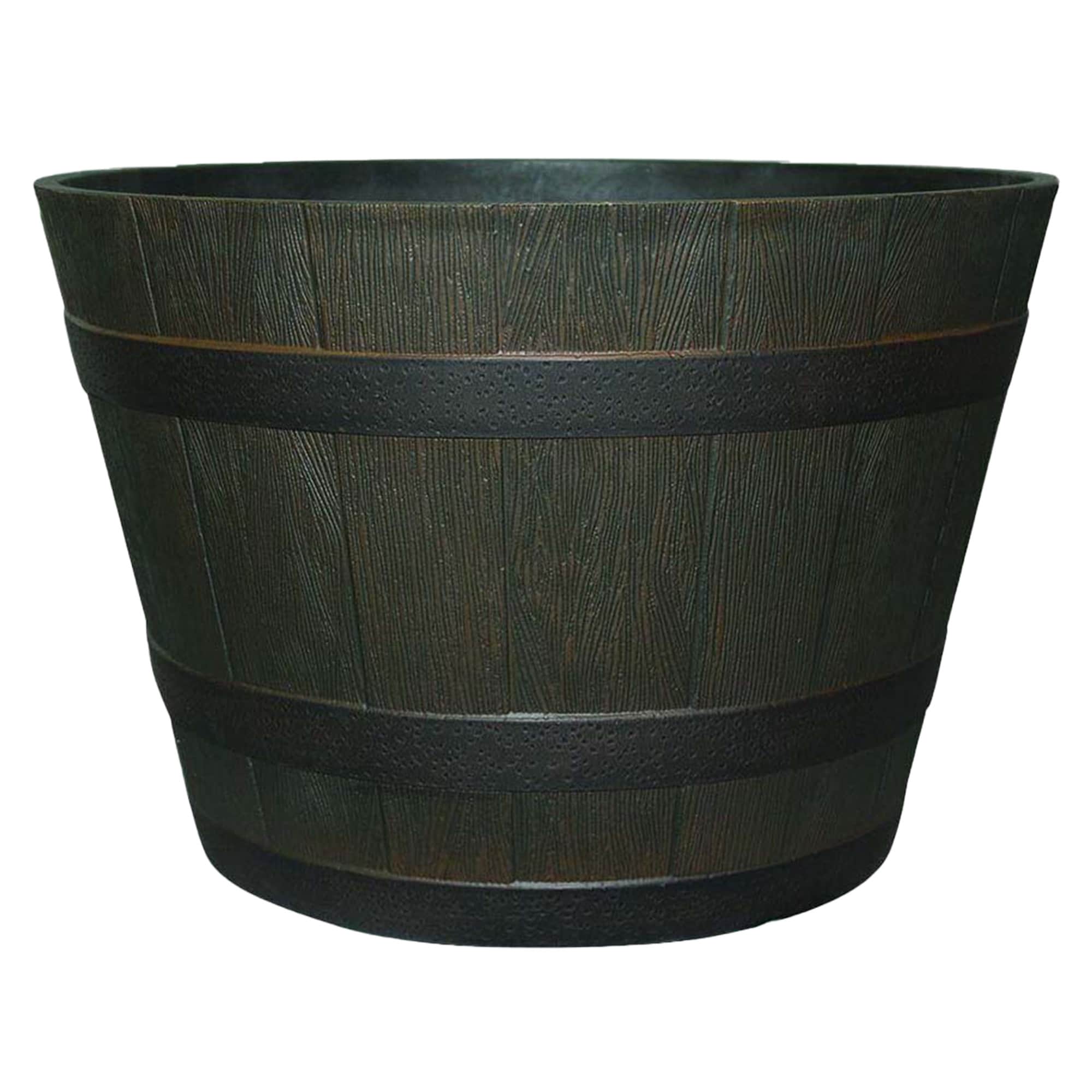 Southern Patio HDR-080947 Round 22.5-in W Extra Large Brown Plastic Farmhouse Indoor/Outdoor Planter with Drainage Holes