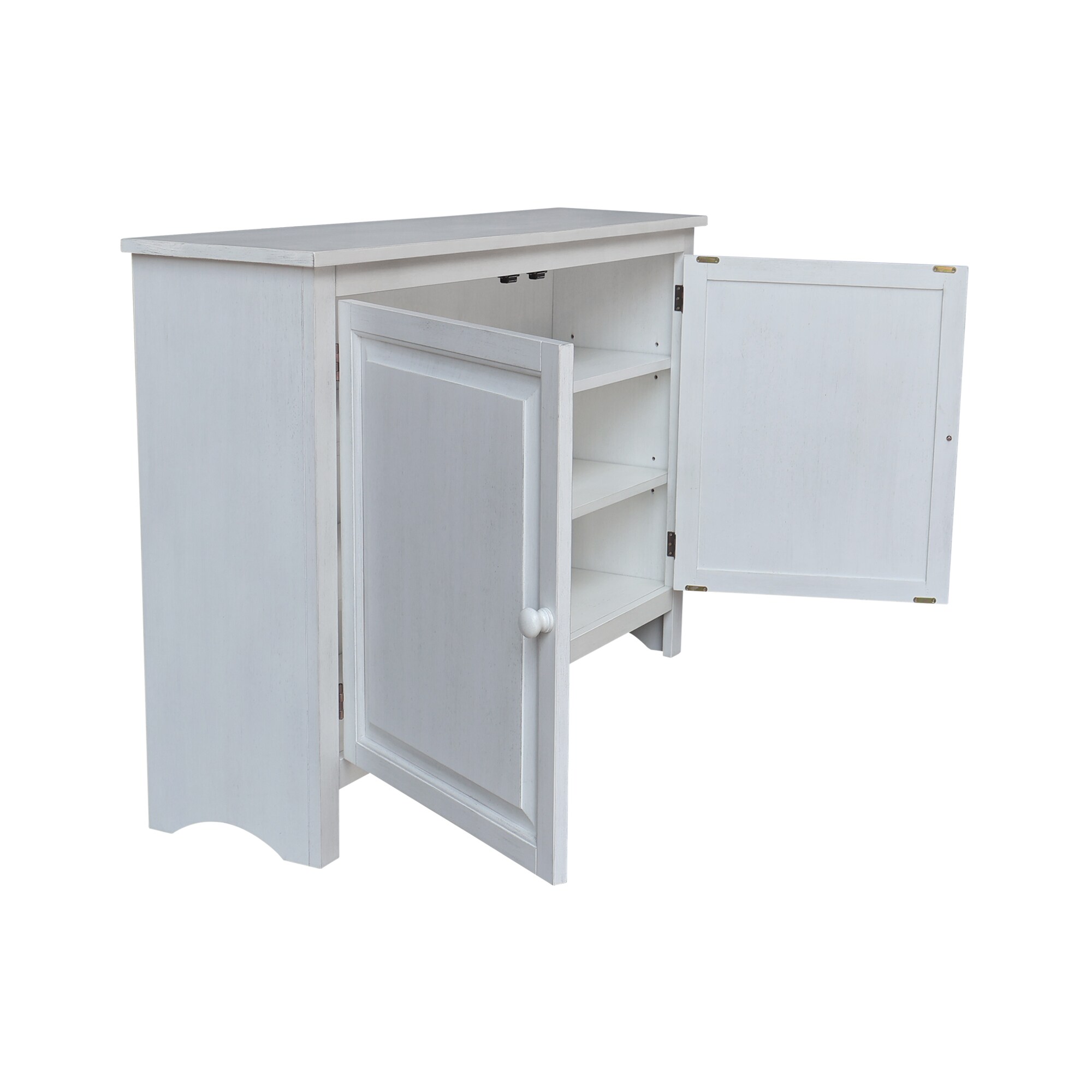 Chalk White Solid Wood Hall Storage Cabinet with Adjustable Shelves