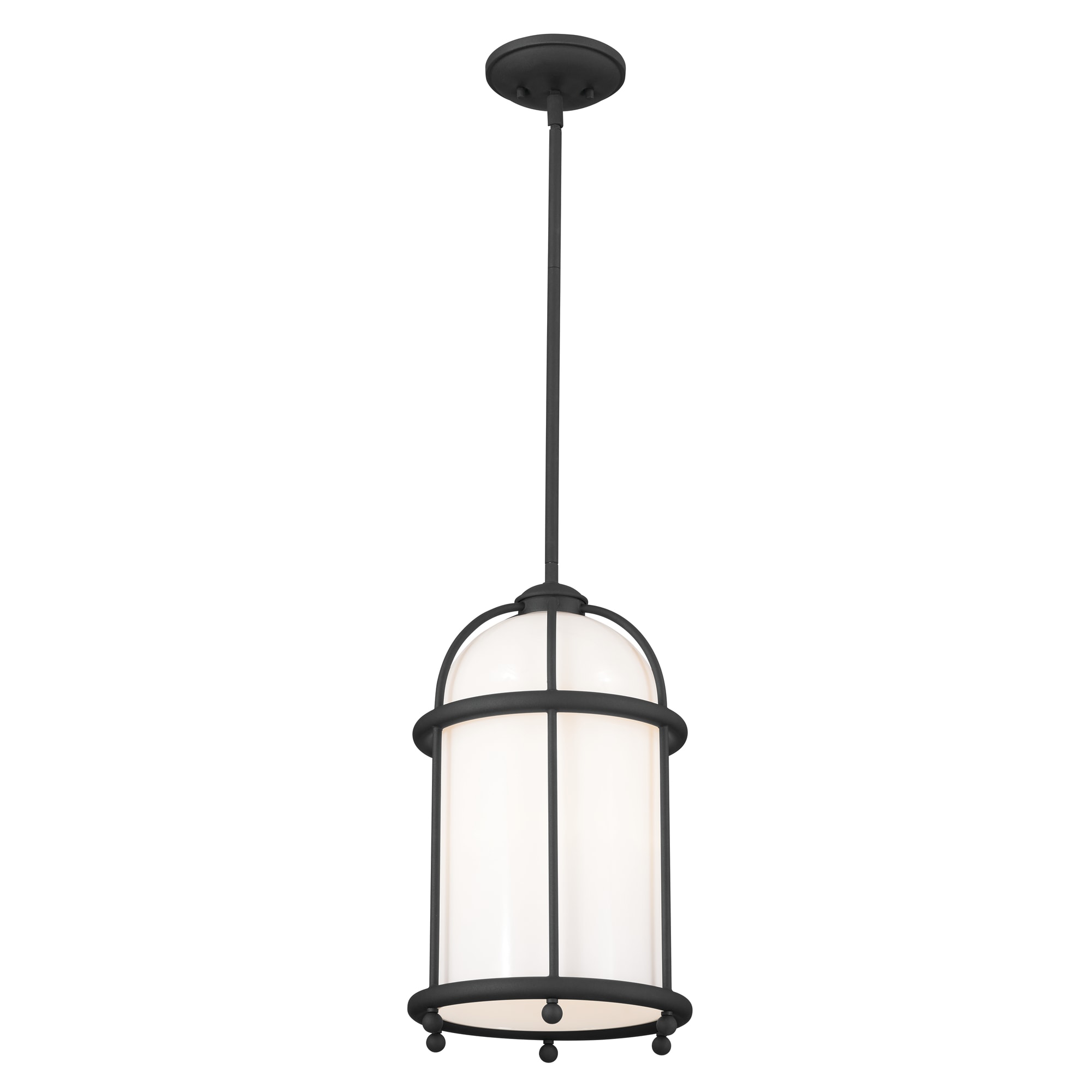 Kichler 52464BKT Topiary 1 -Light Textured Black Farmhouse Opal glass Cylinder Medium Hanging Pendant light