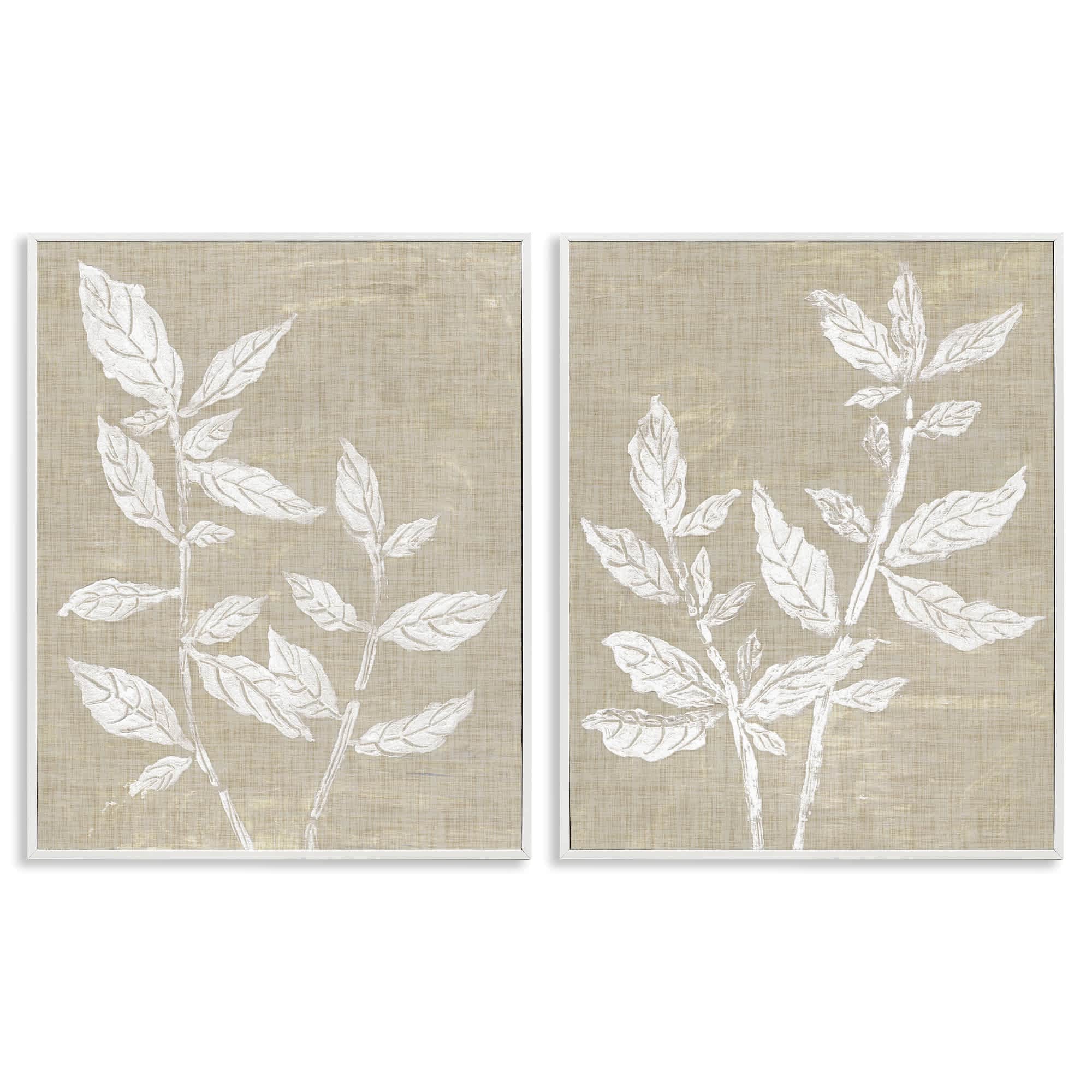 Stupell Industries B2-765-WFR-2PC-11X14 Botanicals on Textile Pattern 2pc Framed Giclee Set design by Melissa Wang