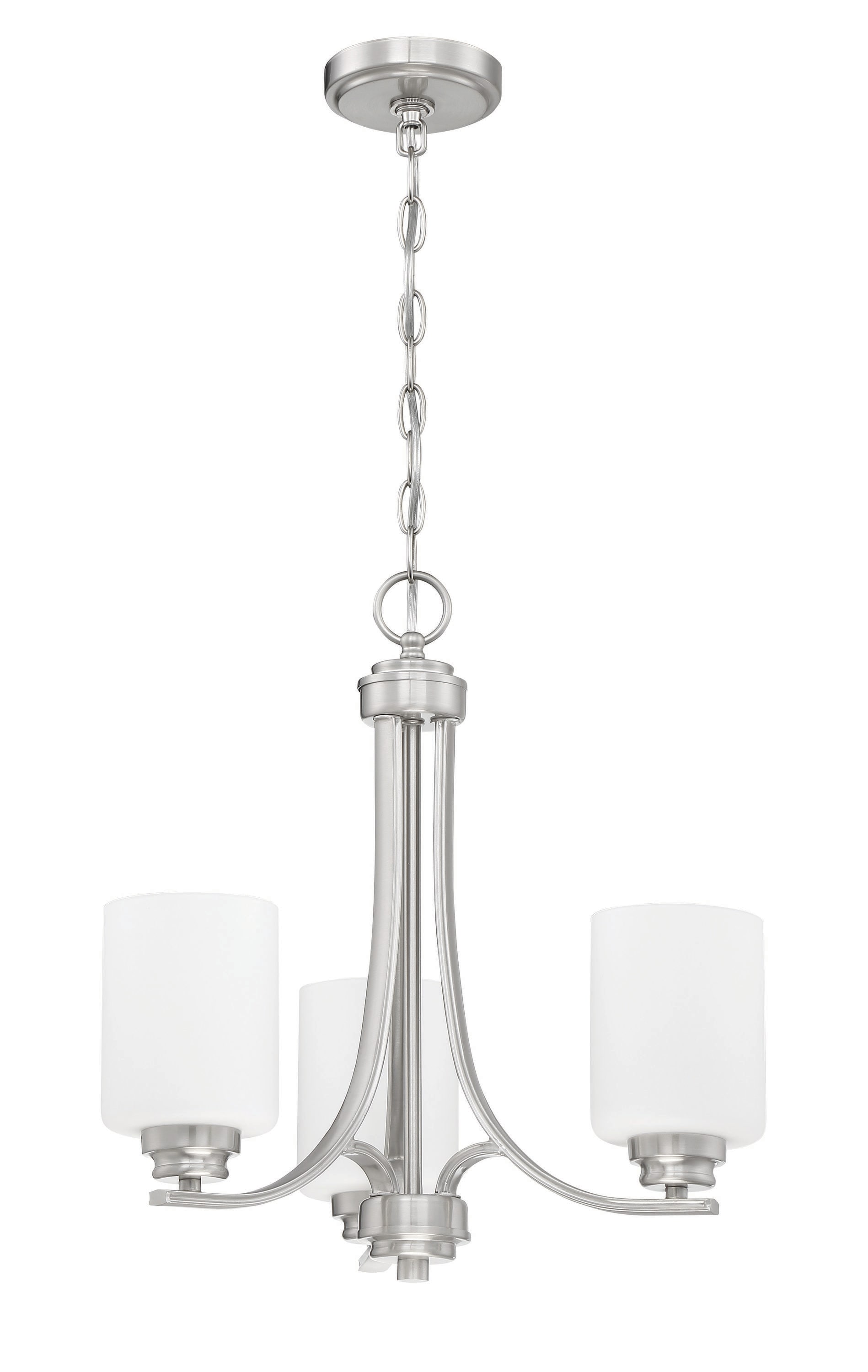 Craftmade 50523-BNK-WG Bolden 3 -Light Brushed Nickel Transitional For Use in Bedrooms, Dining Rooms, Foyers, Kitchens, Living Rooms Chandelier